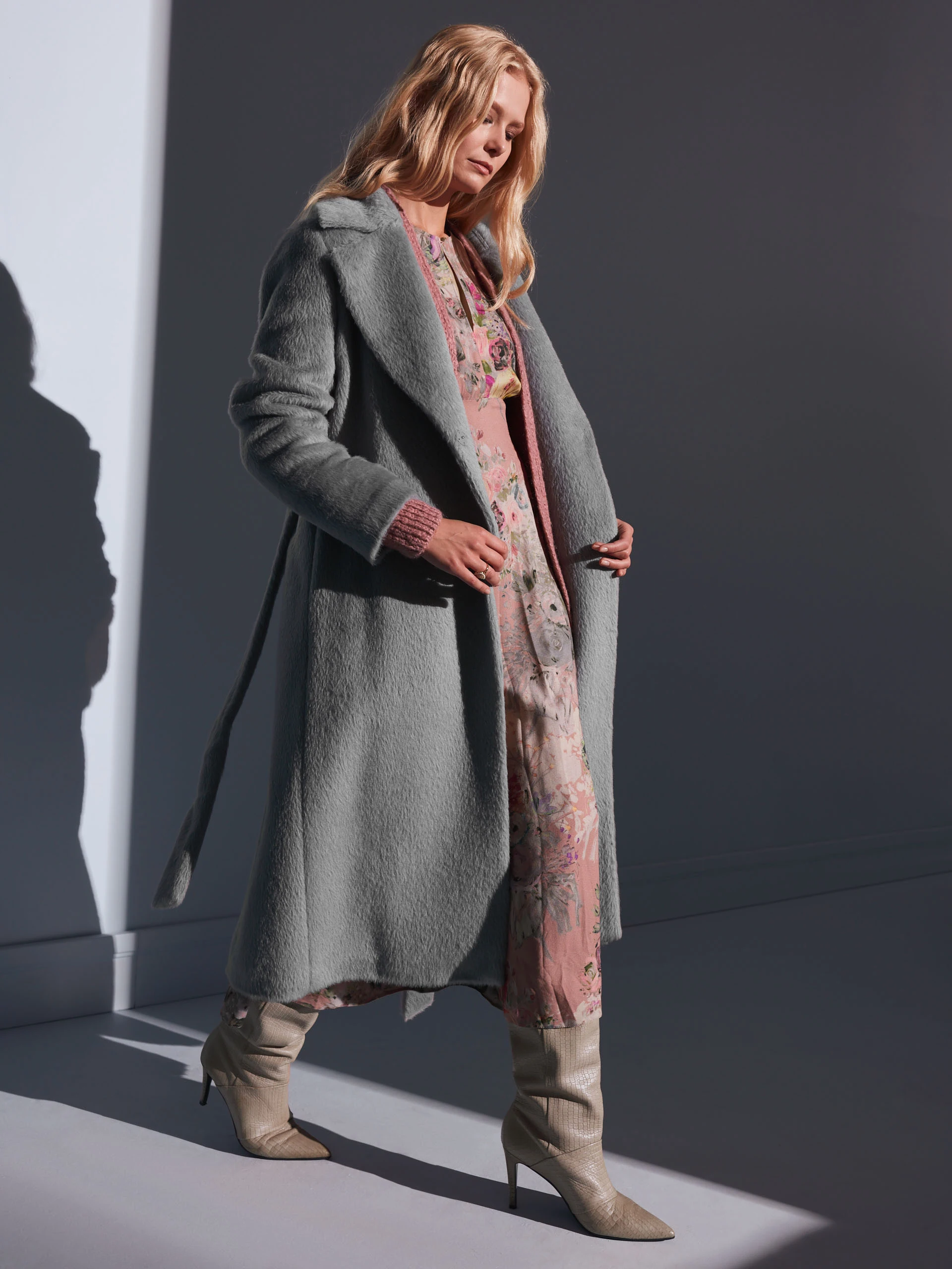 LONG GRAY ALPACA COAT