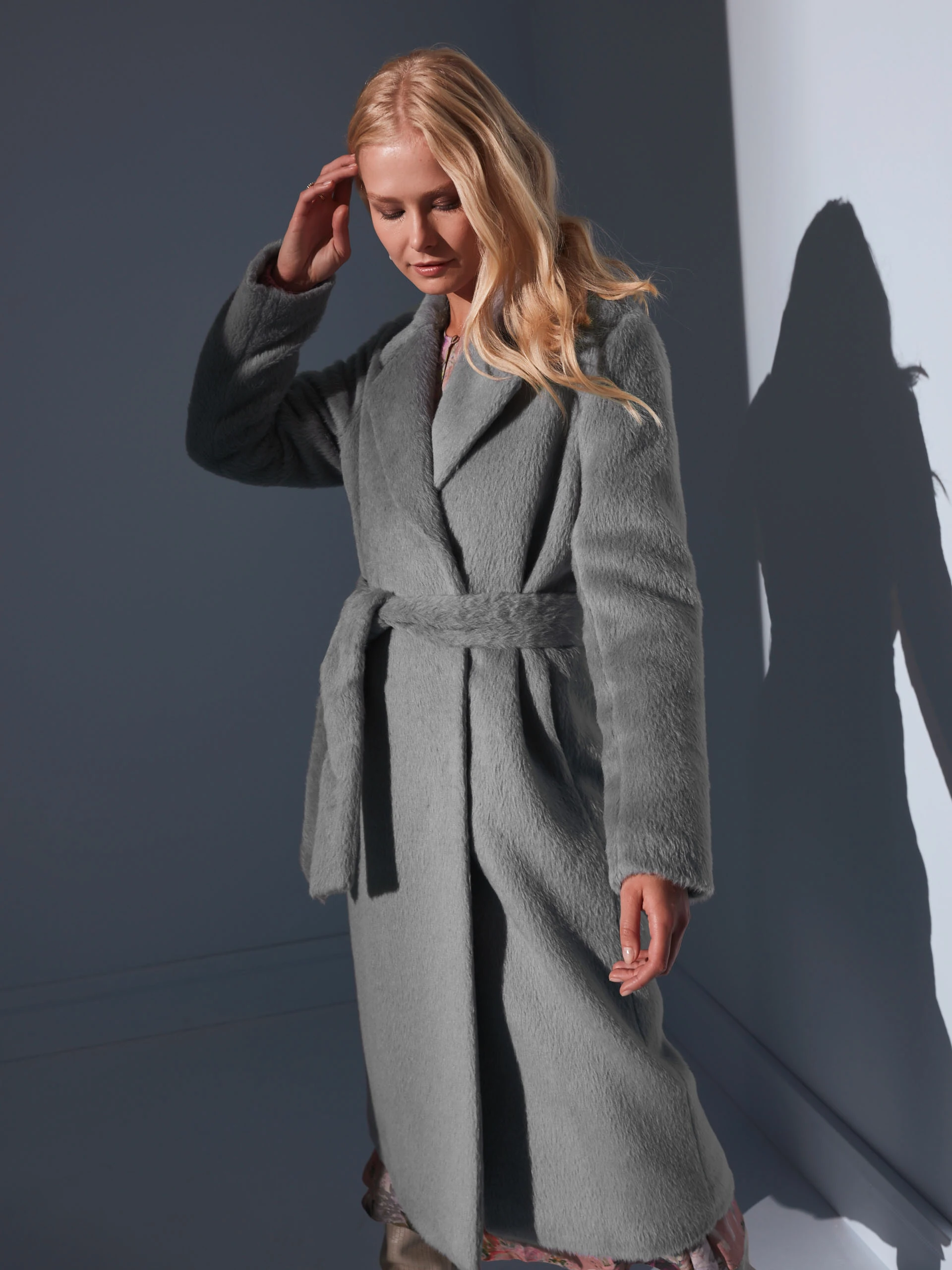 LONG GRAY ALPACA COAT