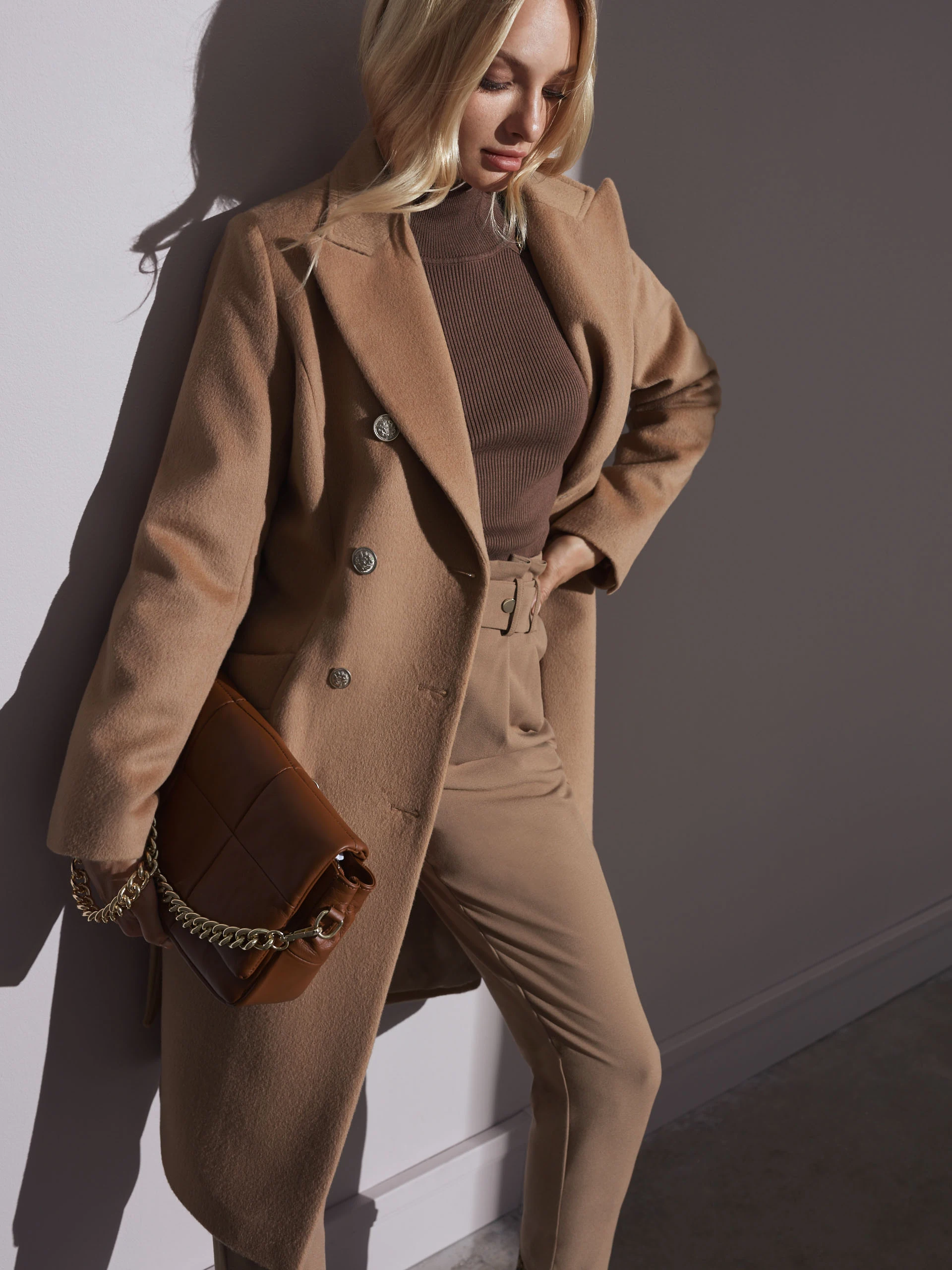 CAMEL DOUBLE-BREASTED COAT