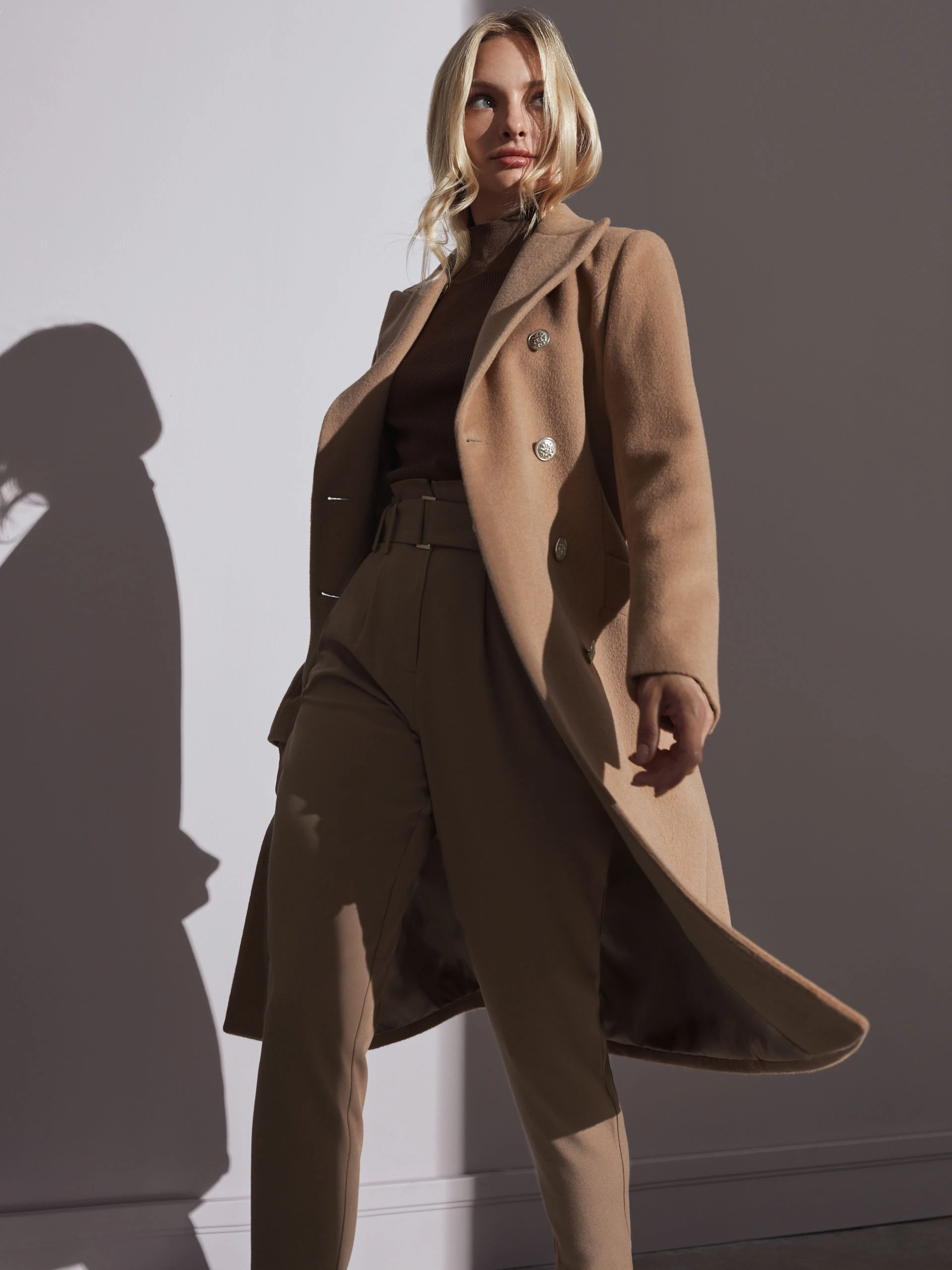 CAMEL DOUBLE-BREASTED COAT