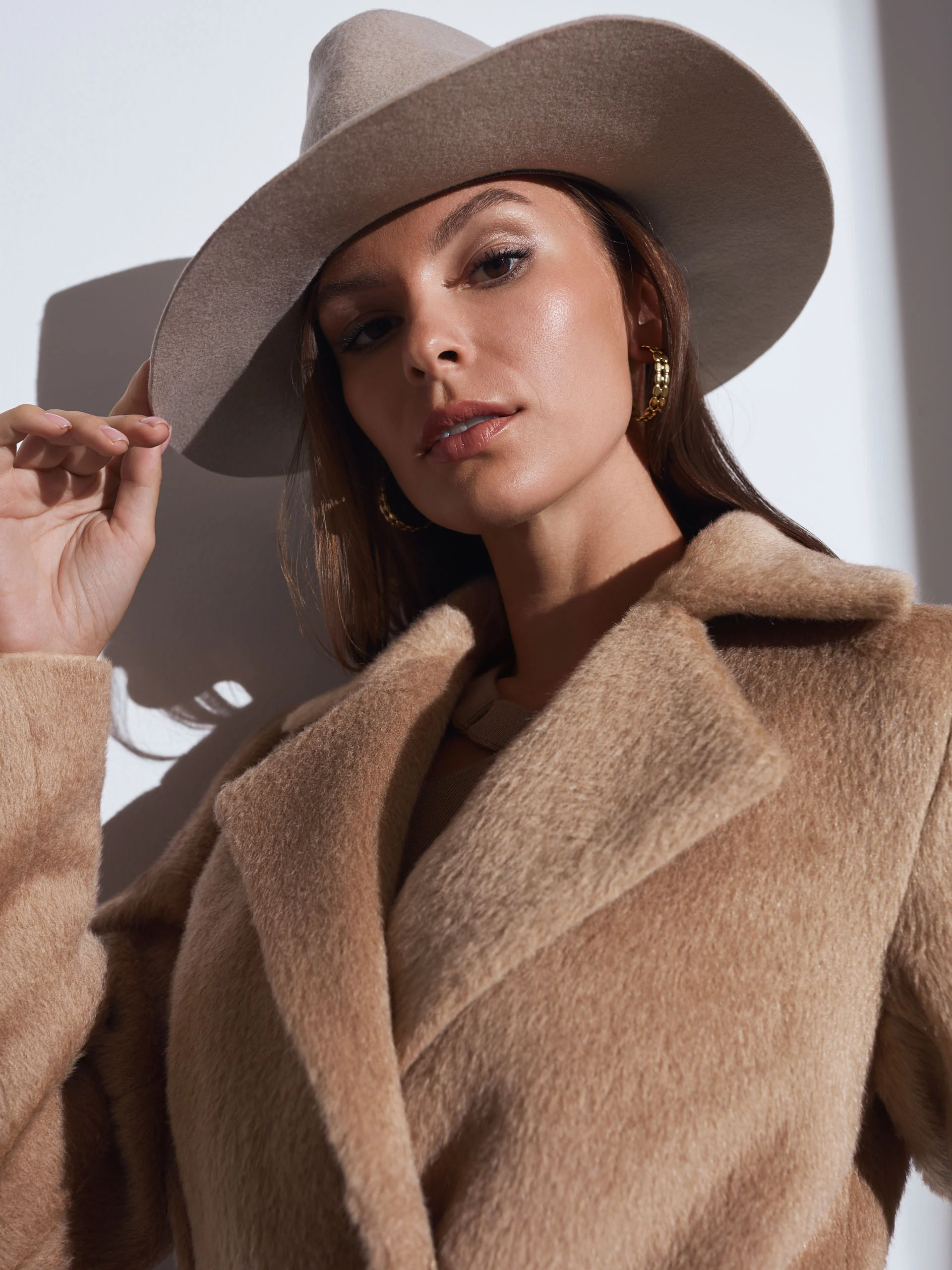 Soft beige alpaca wool coat