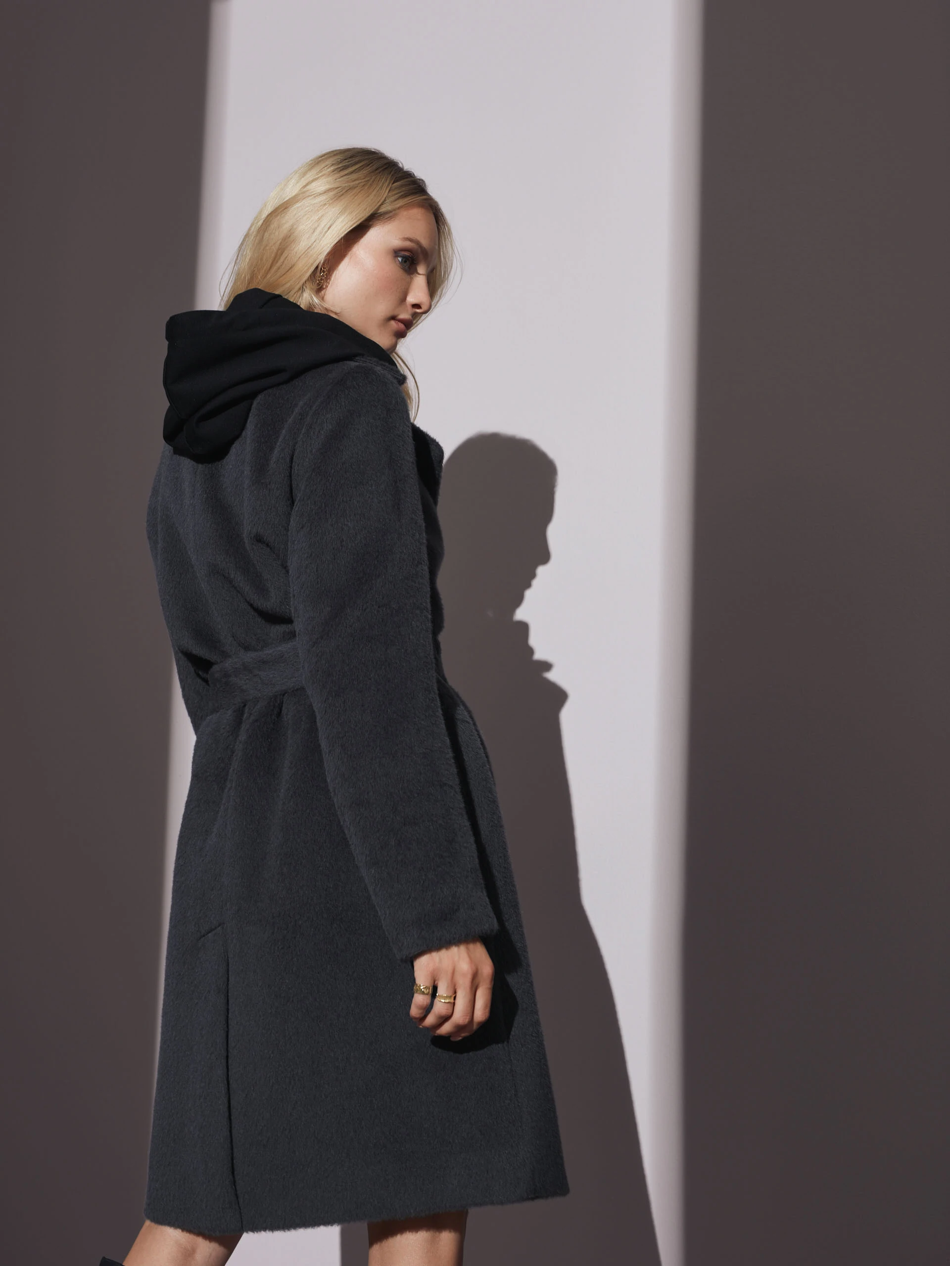 Soft alpaca wool coat in graphite
