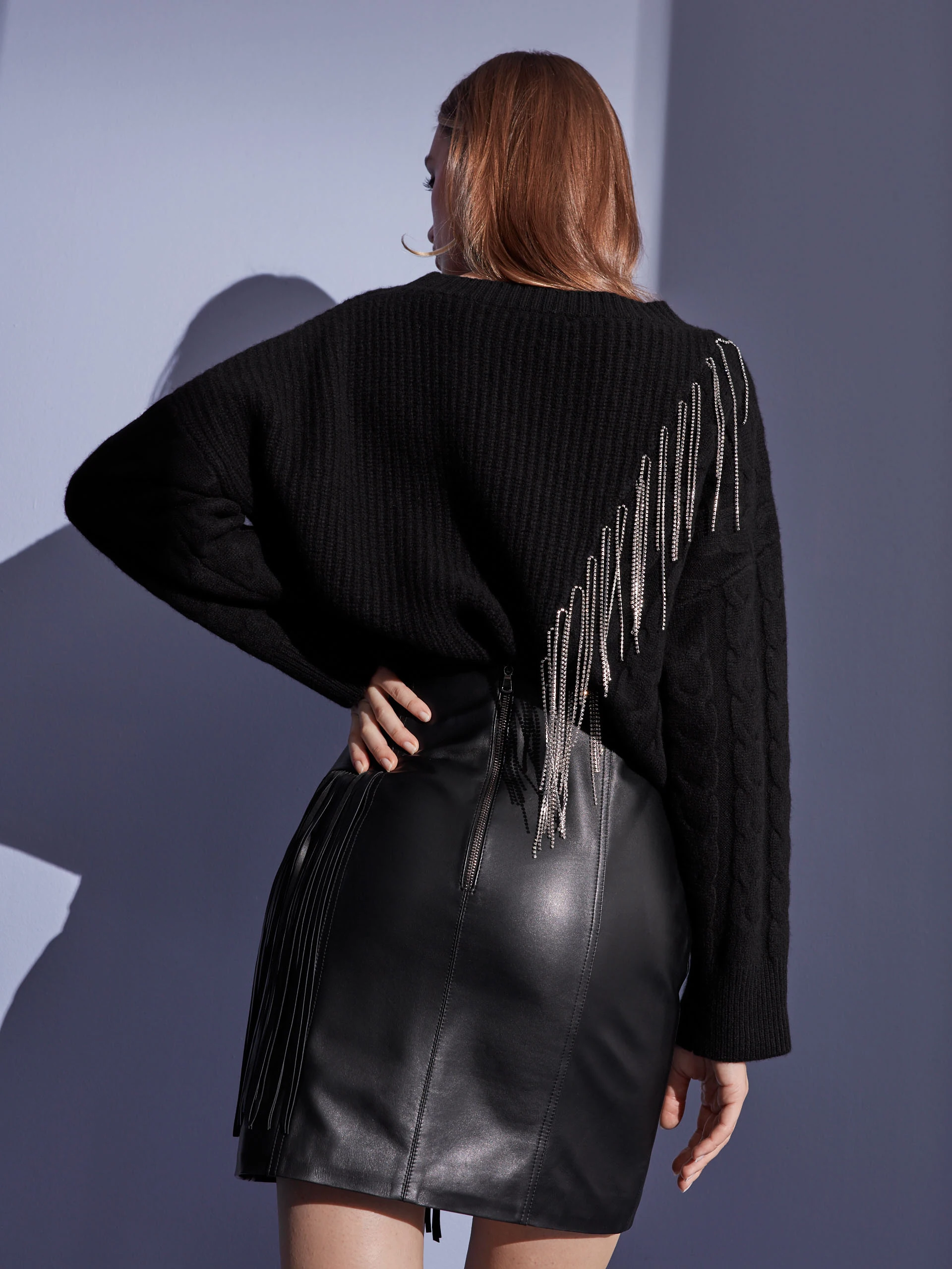 LEATHER SKIRT WITH TASSELS