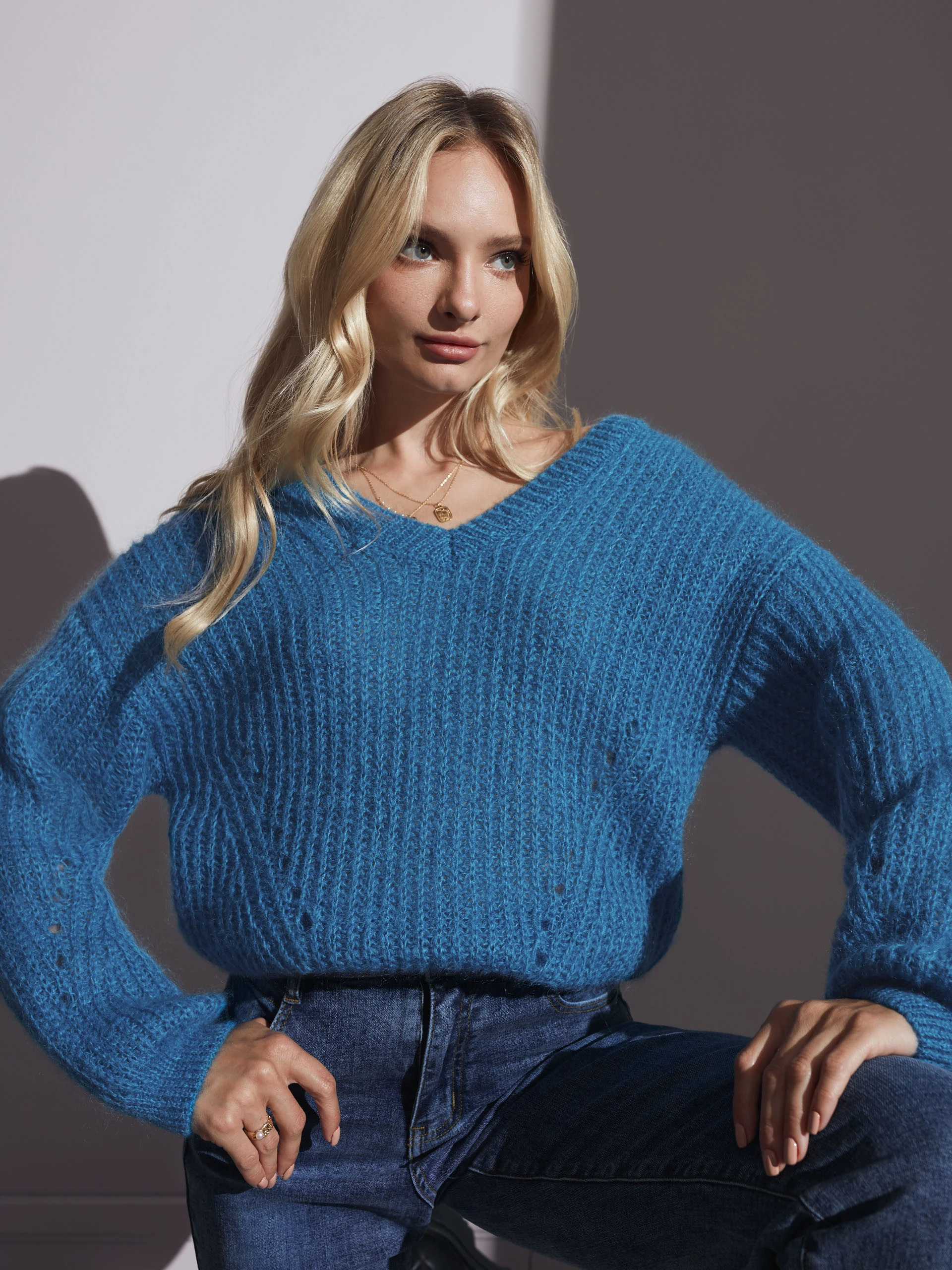 BLUE MOHAIR SWEATER