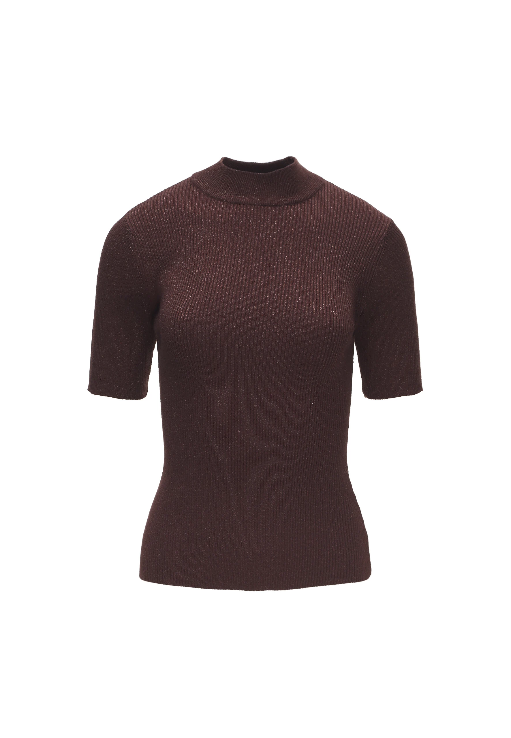 BROWN SWEATER WITH SHORT SLEEVES