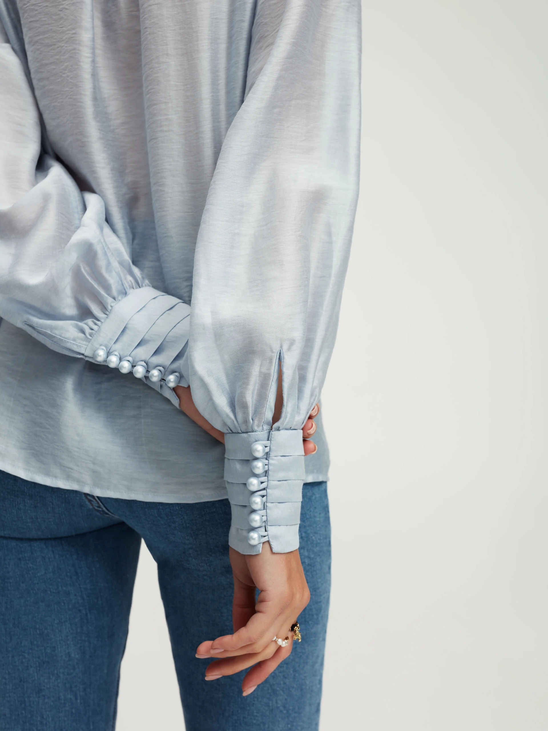 Blue blouse with ruffles