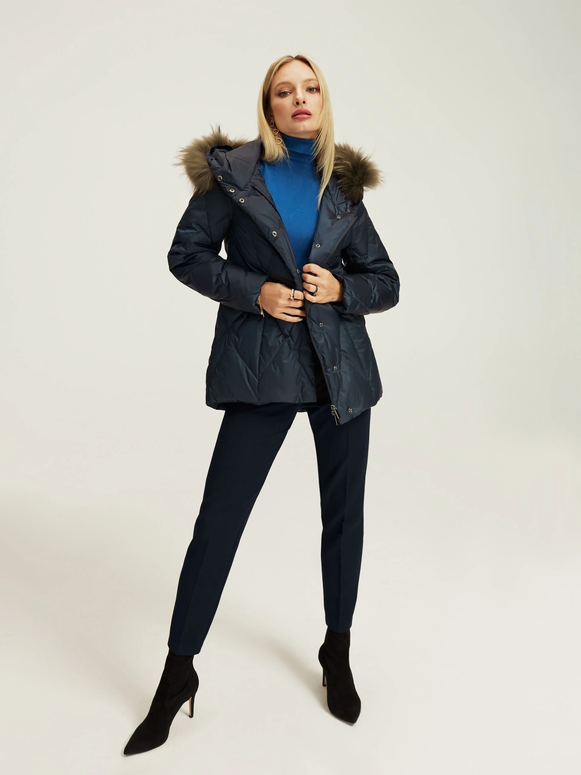 Navy blue down jacket