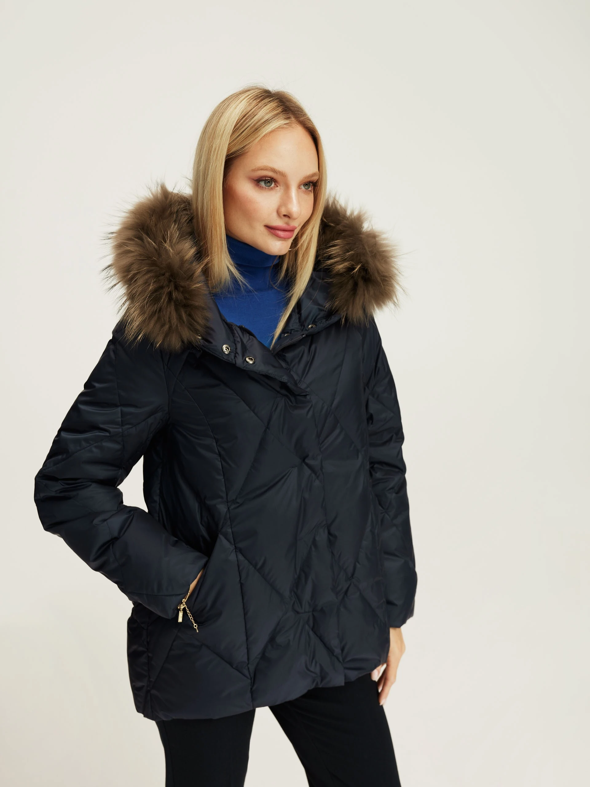 Navy blue down jacket