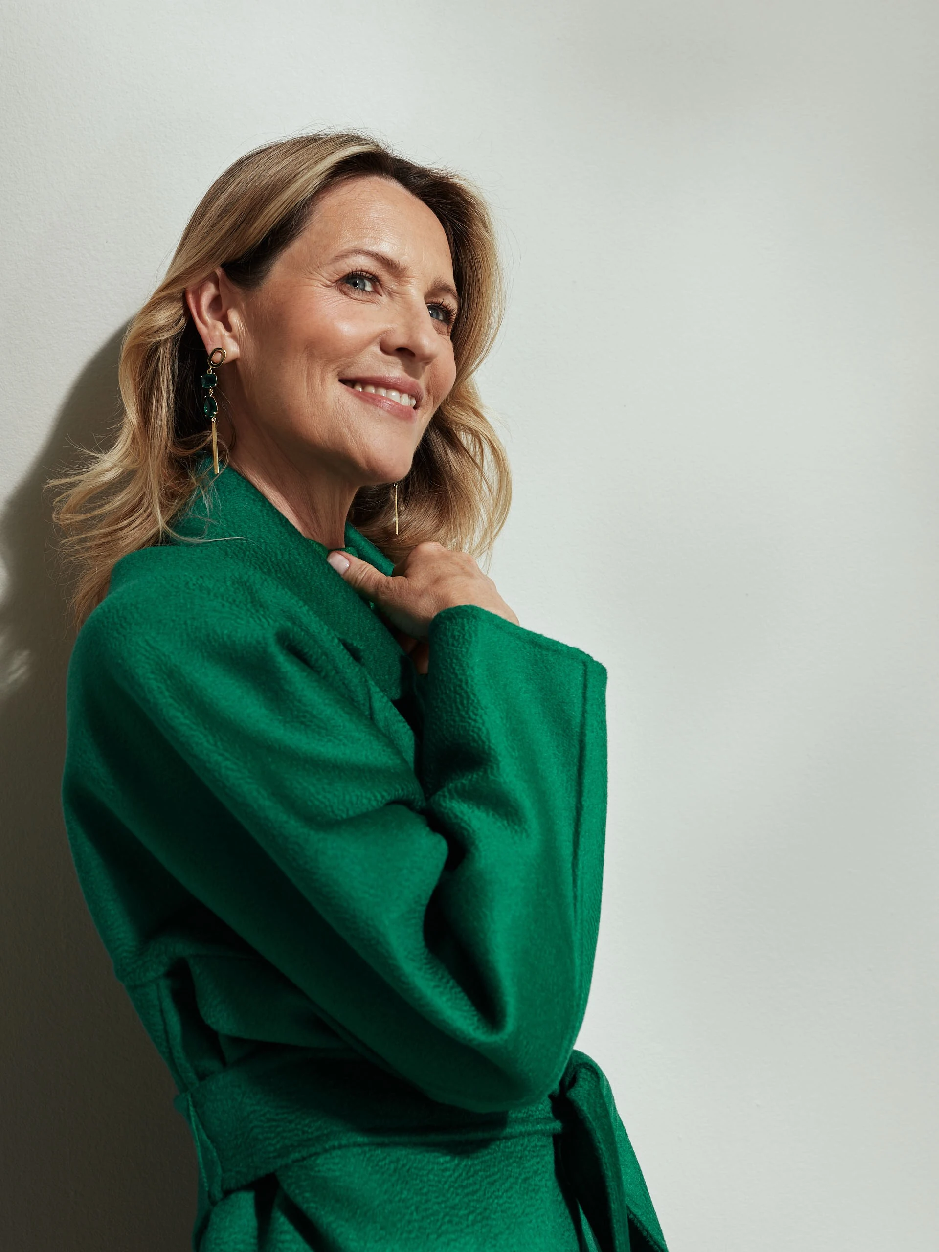 Green wool coat with Zibellino effect