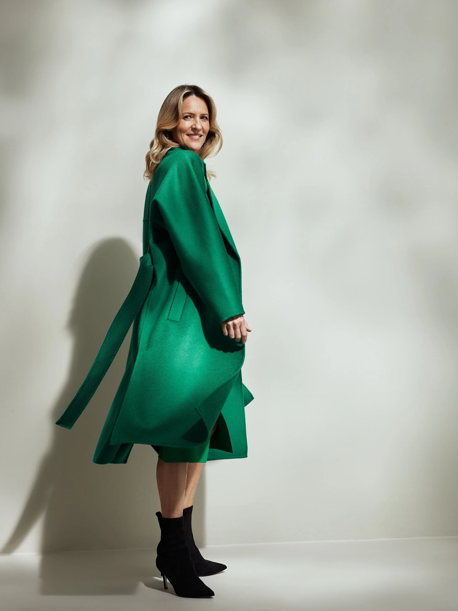 Green wool coat with Zibellino effect