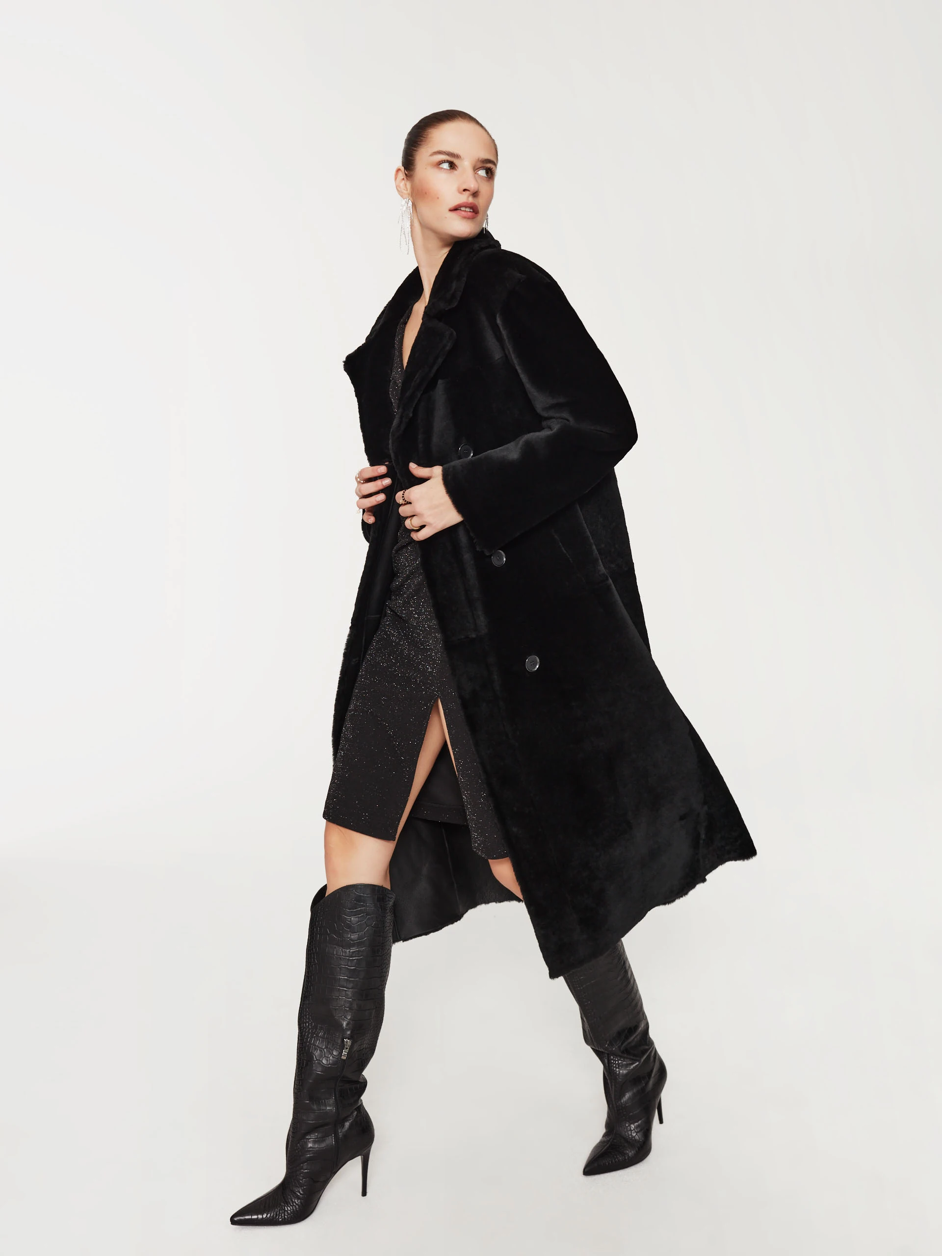 Black merino coat