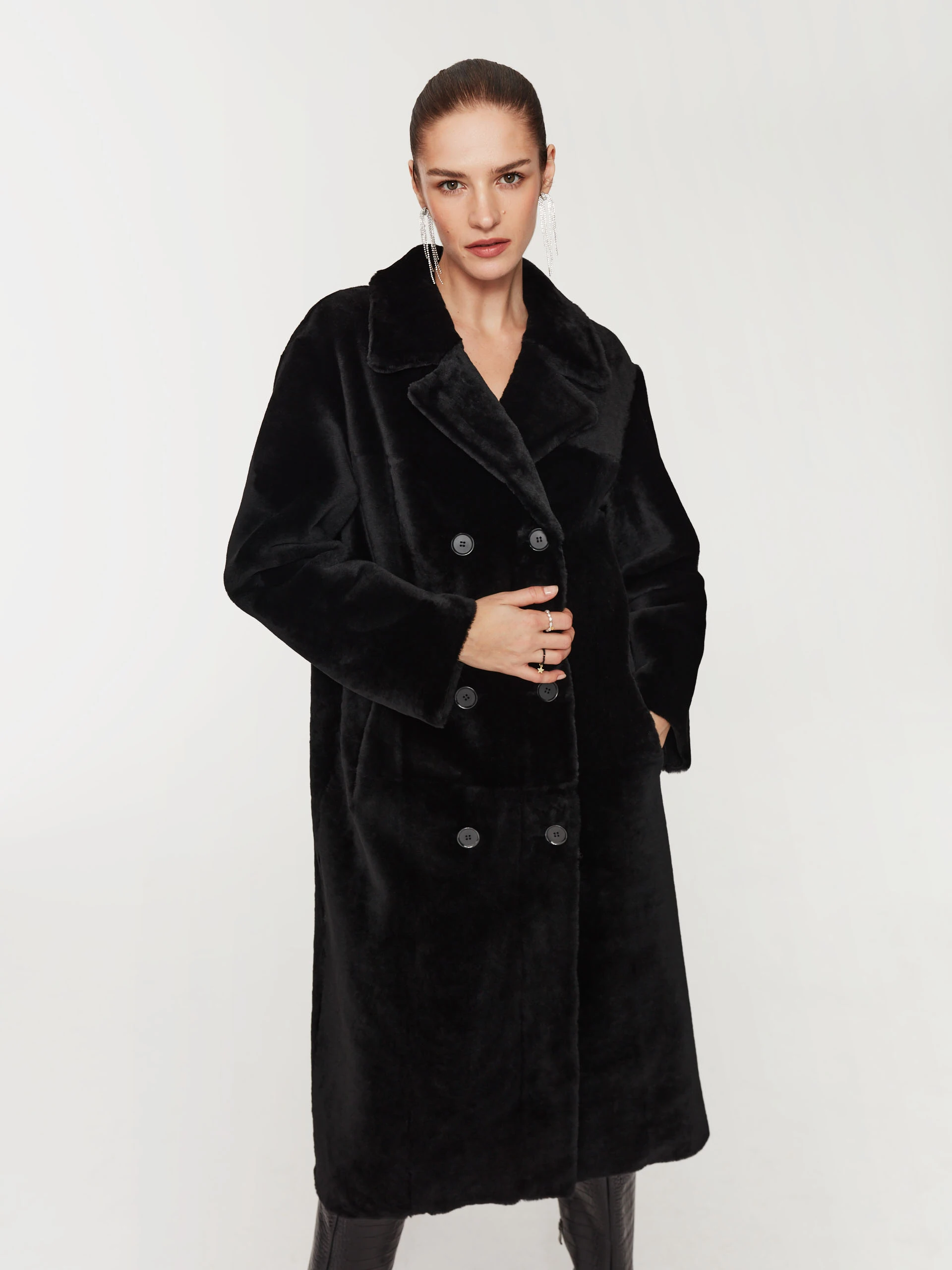 Black merino coat