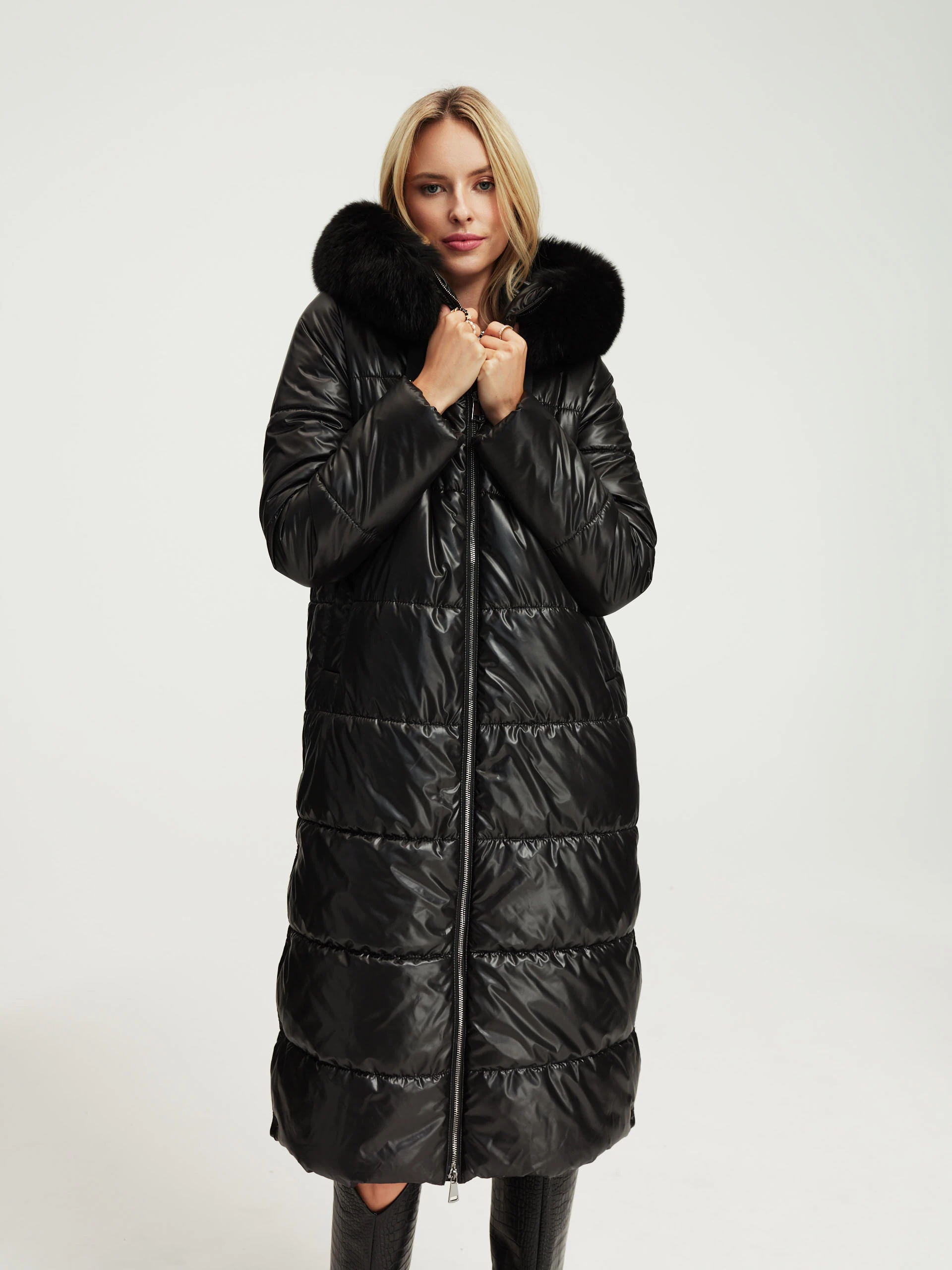 Black quilted coat
