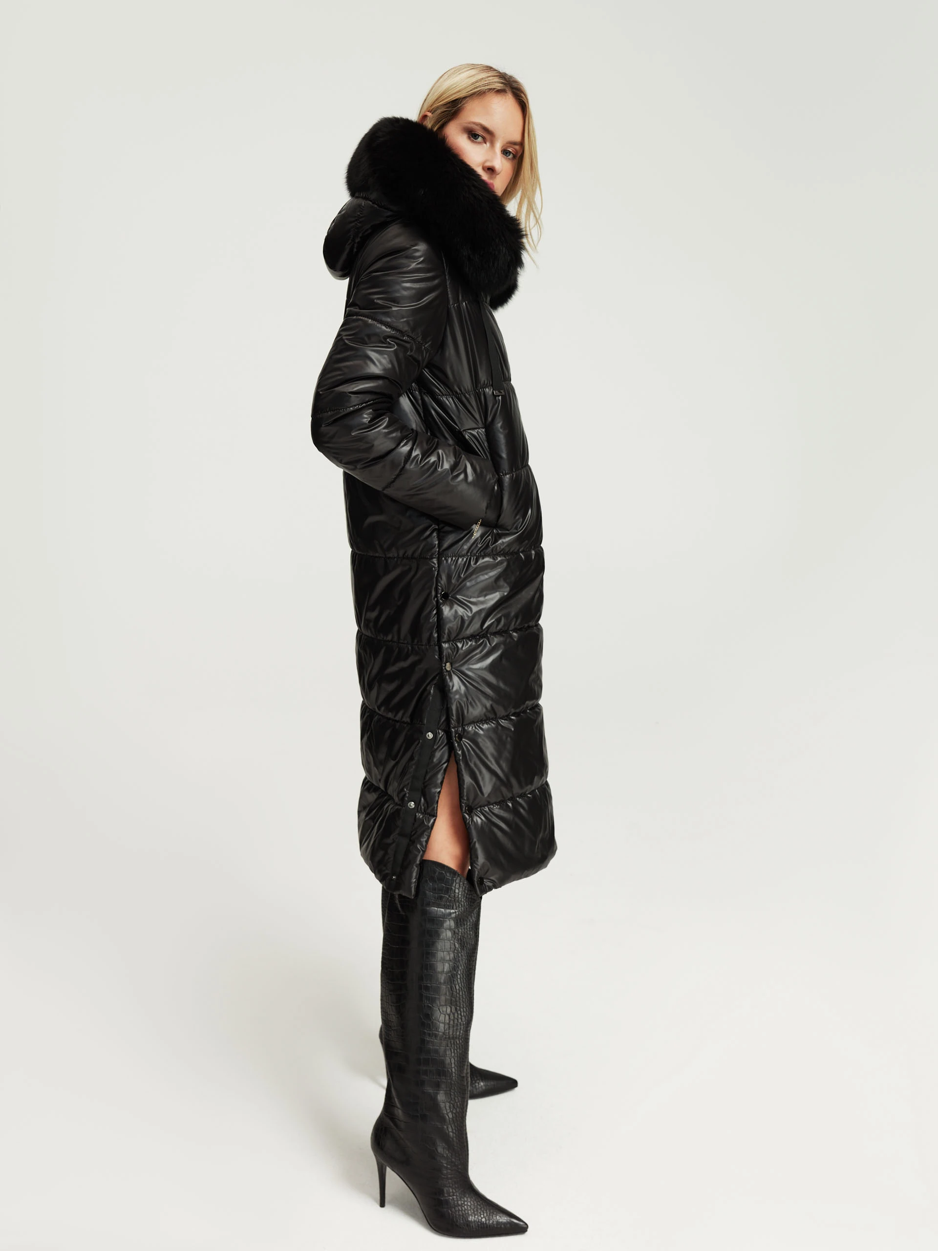 Black quilted coat