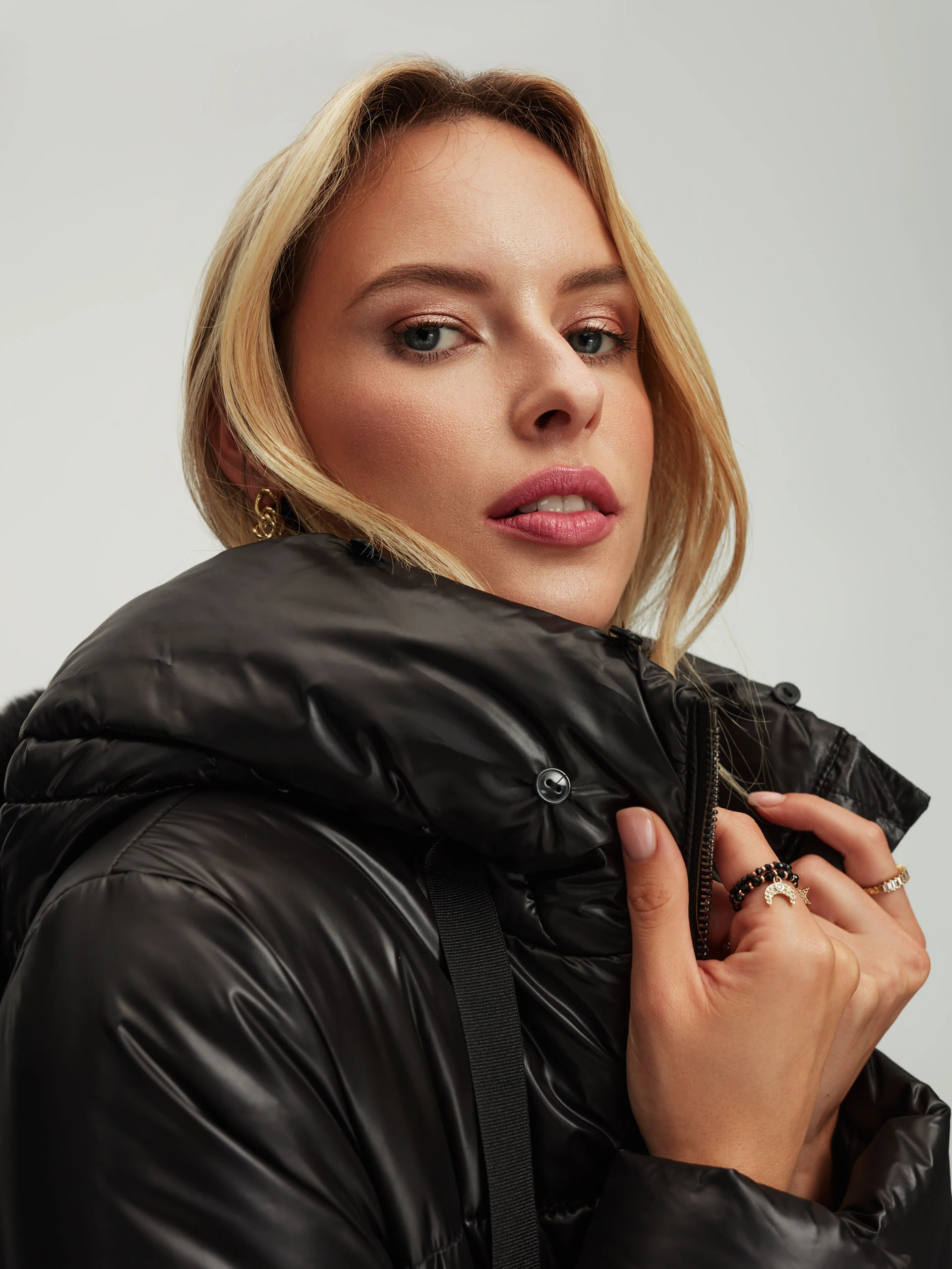 Black quilted coat