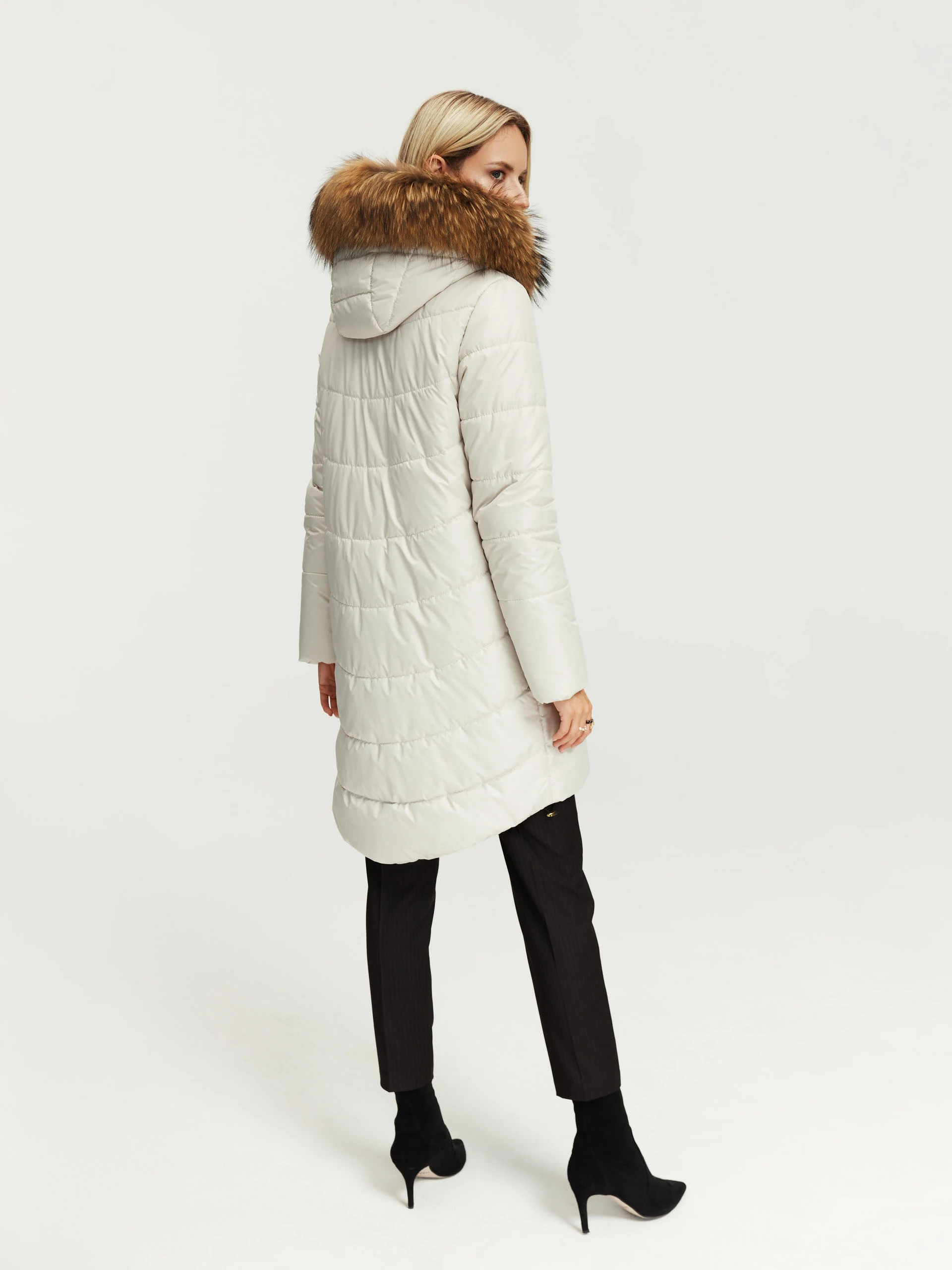 Cream hooded coat