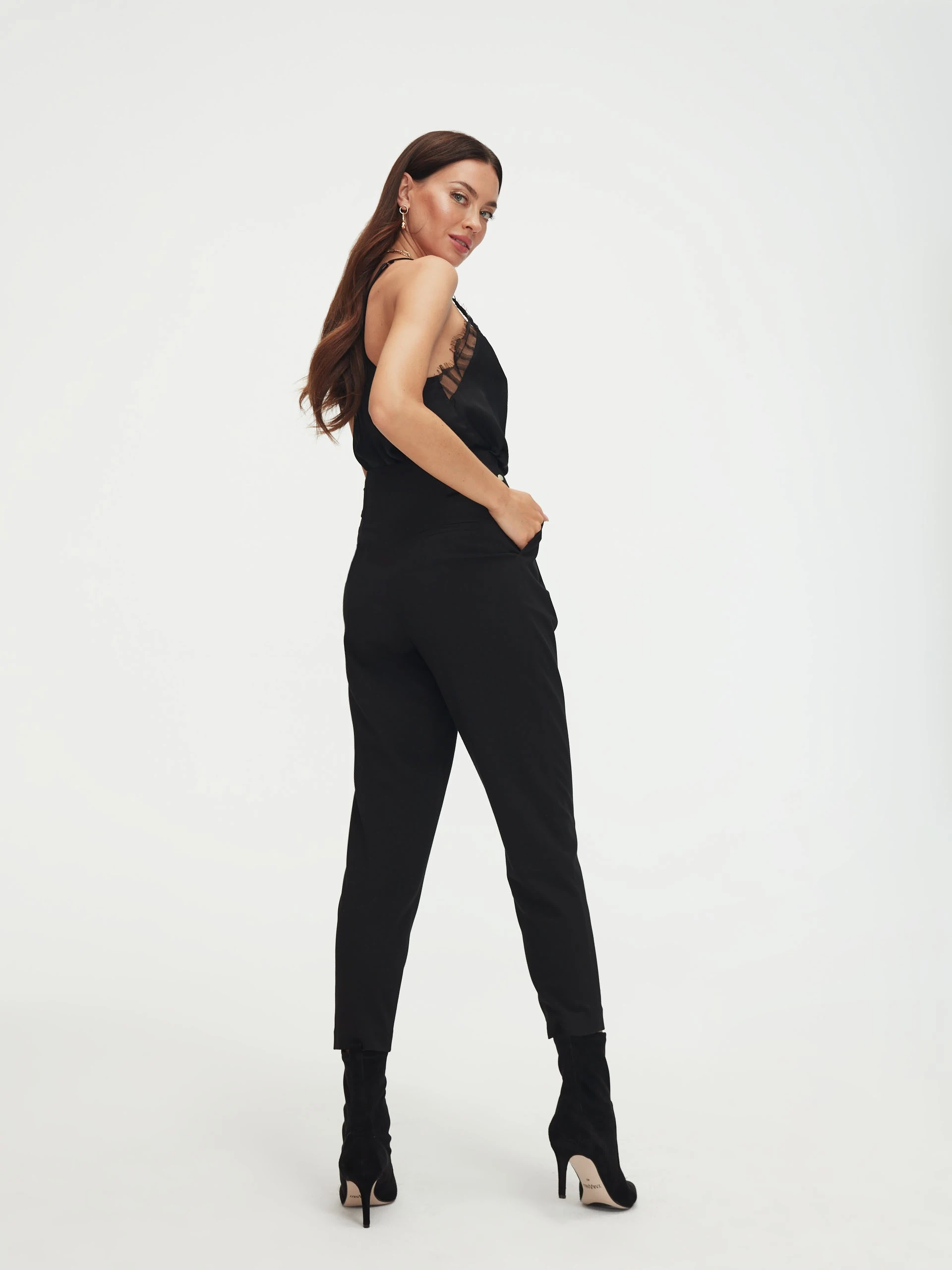 Black cigarette high-waisted pants