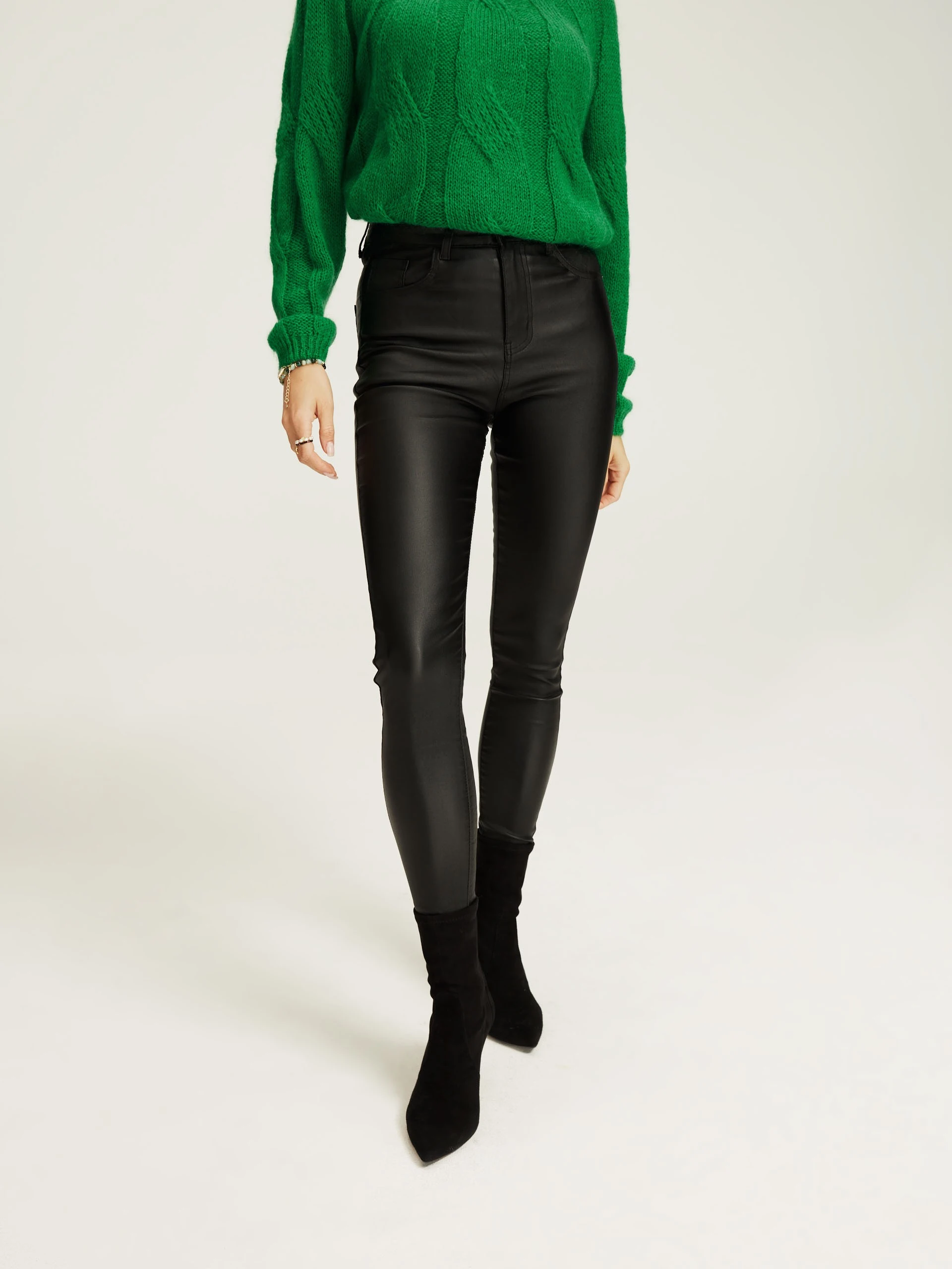 Black waxed pants