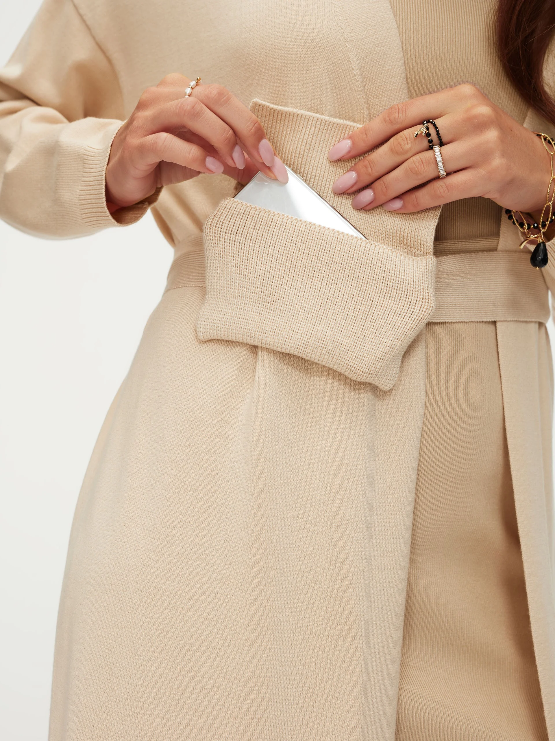 Long cardigan in beige color
