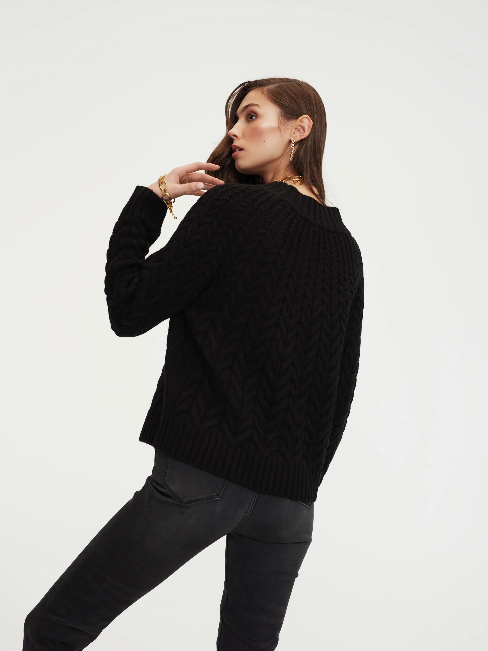 Black plaited sweater