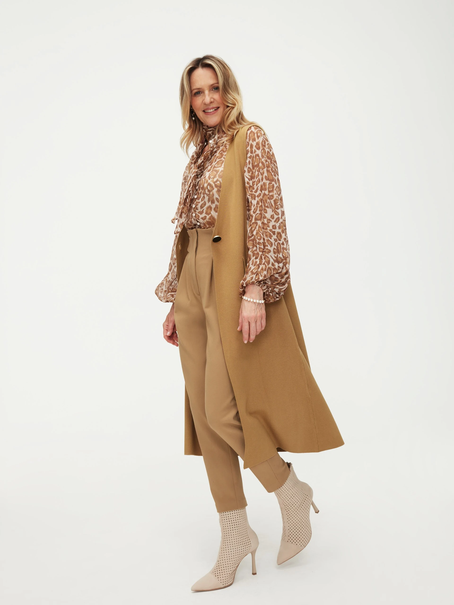 Long caramel vest