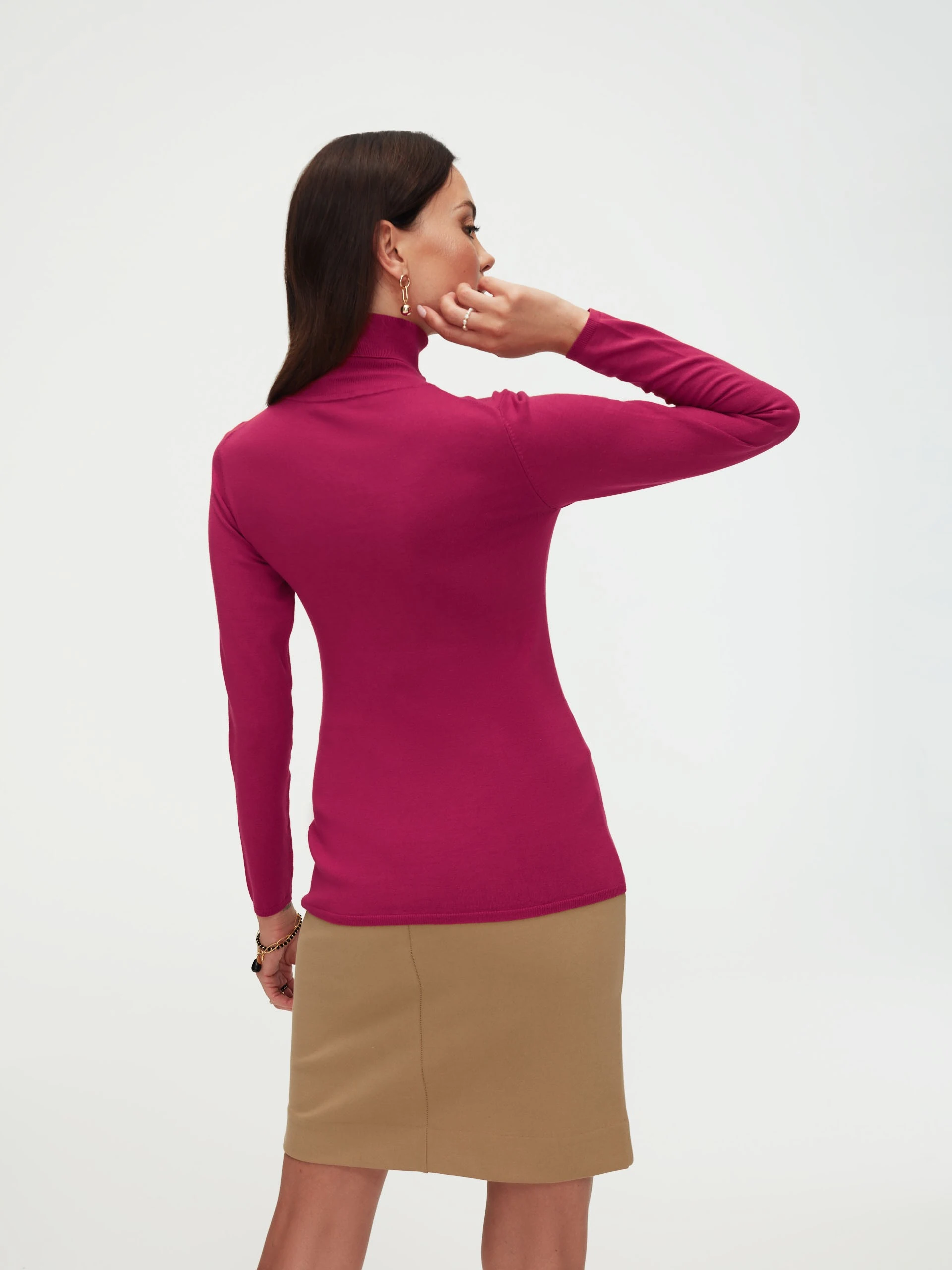 Red turtleneck sweater