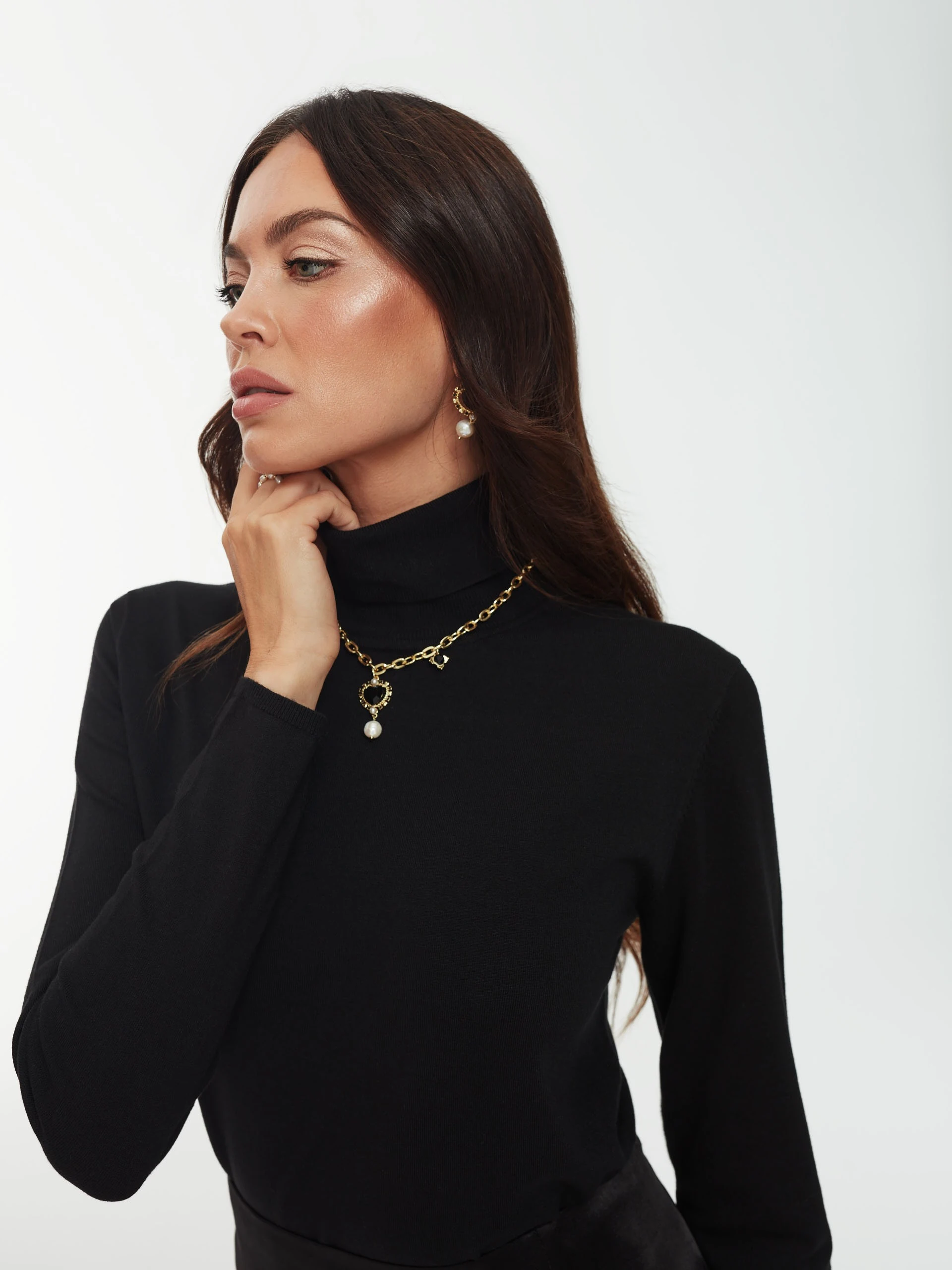 Classic black turtleneck sweater