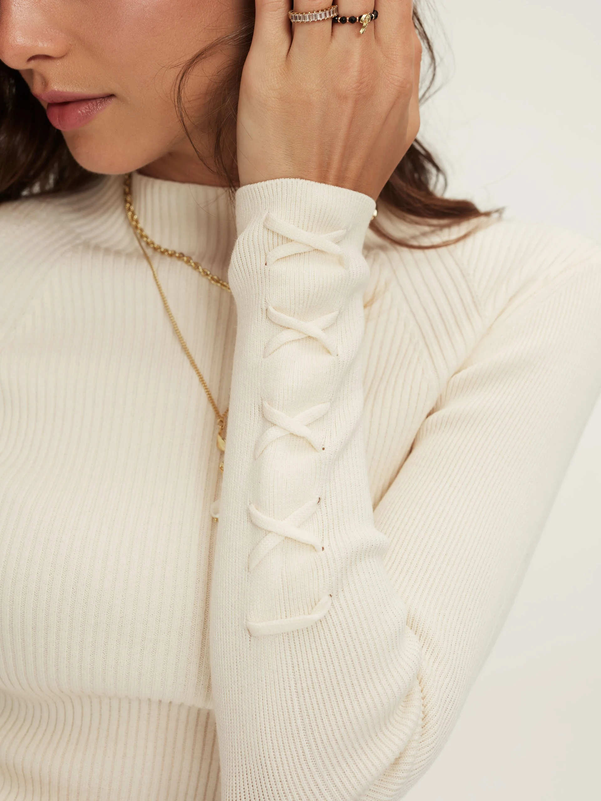 Cream ribbed knit sweater