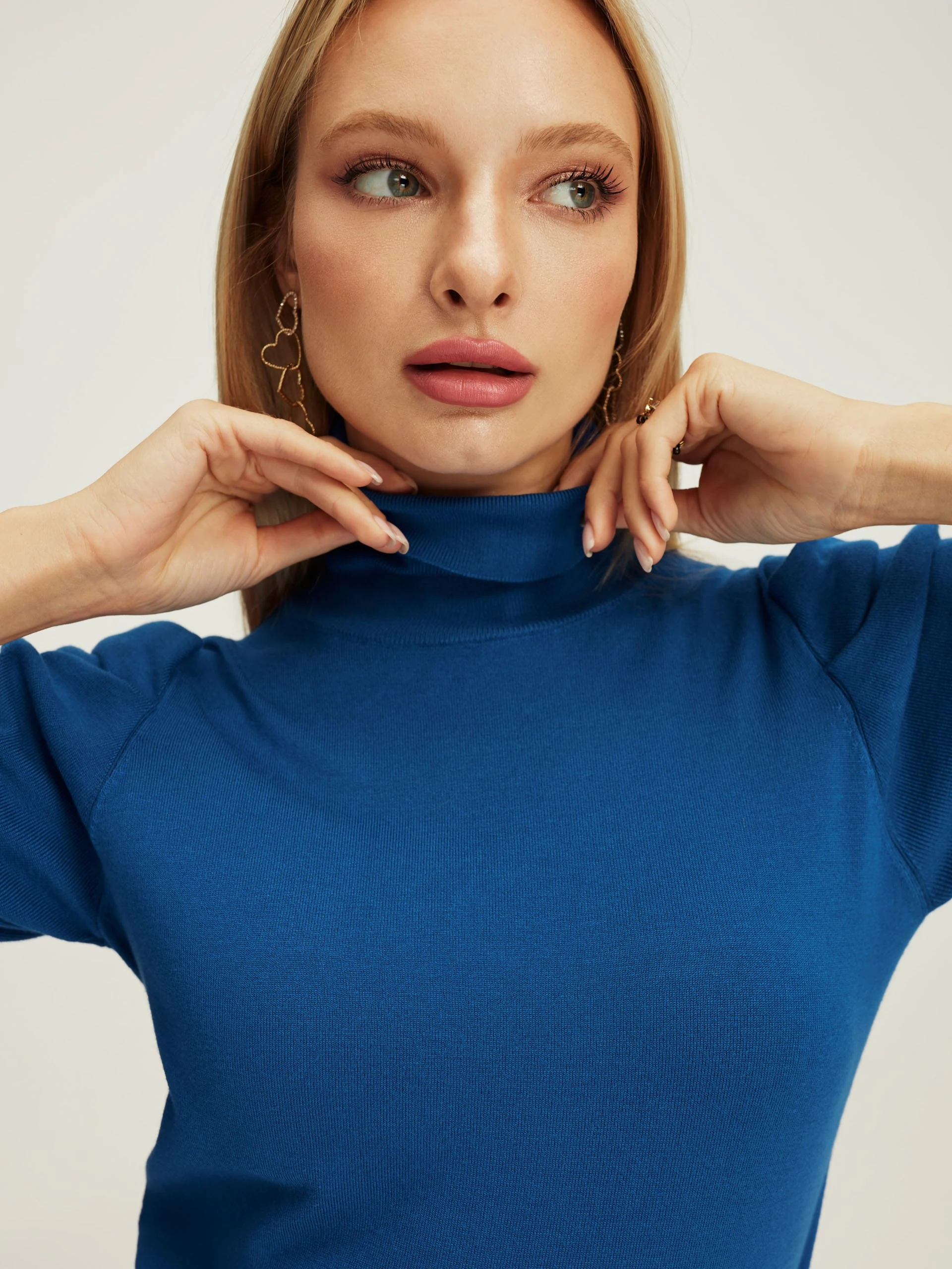 Blue turtleneck sweater