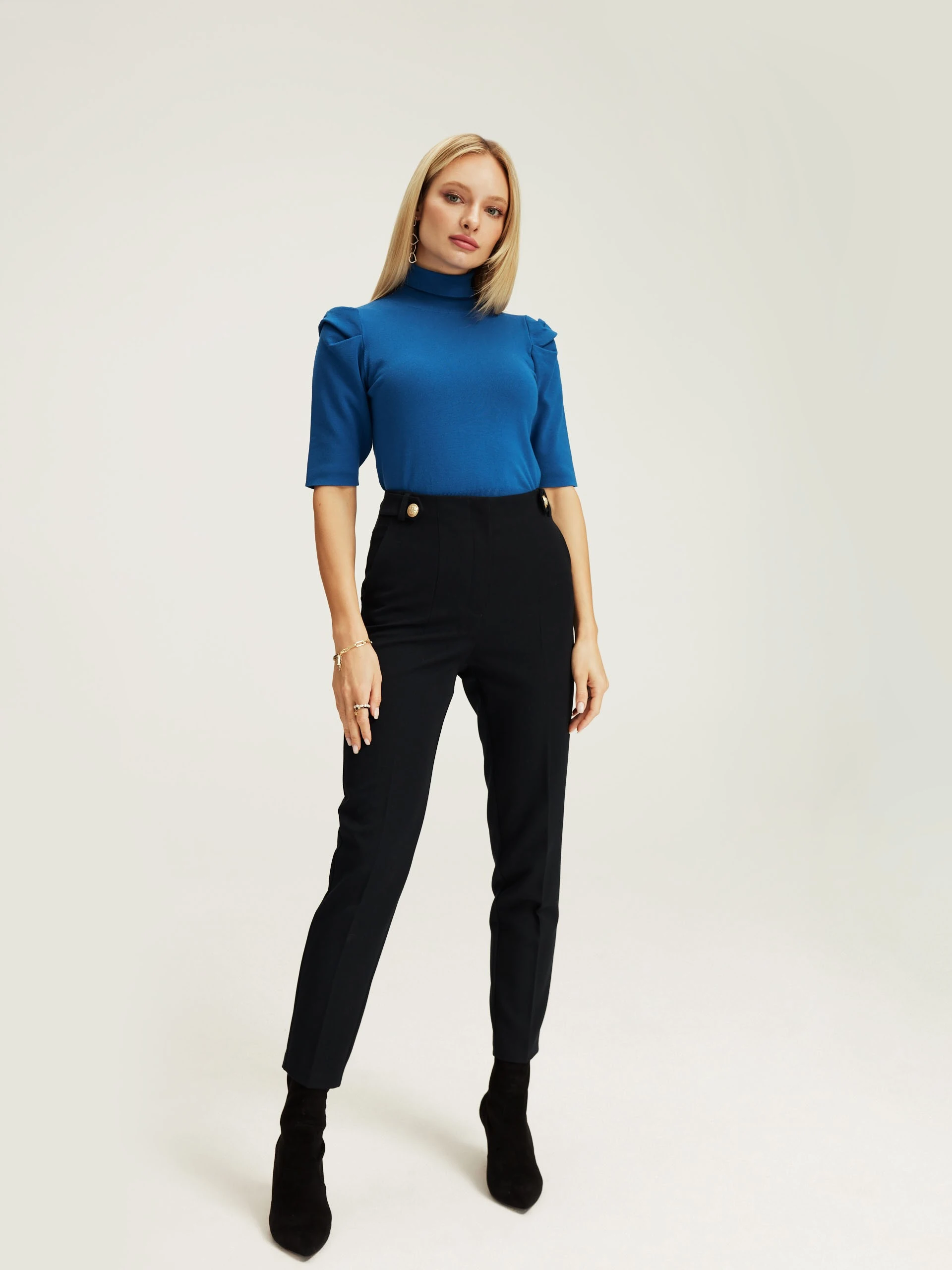 Blue turtleneck sweater