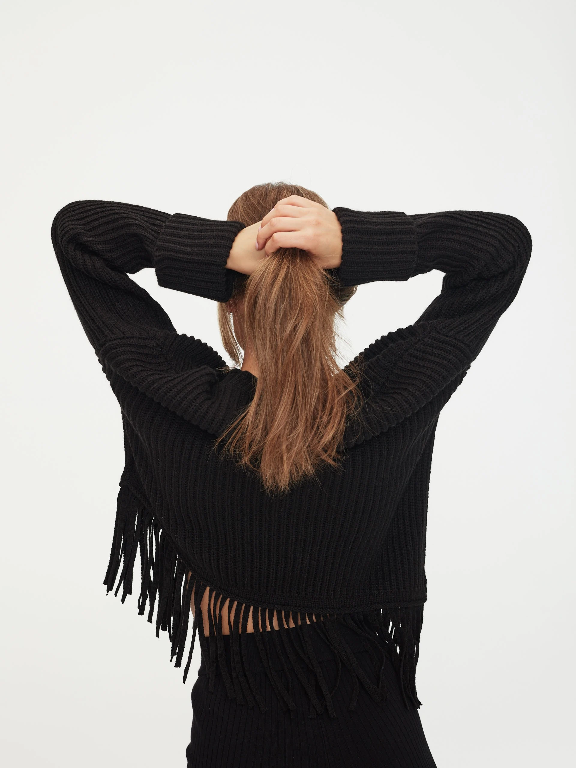 Black sweater with fringe