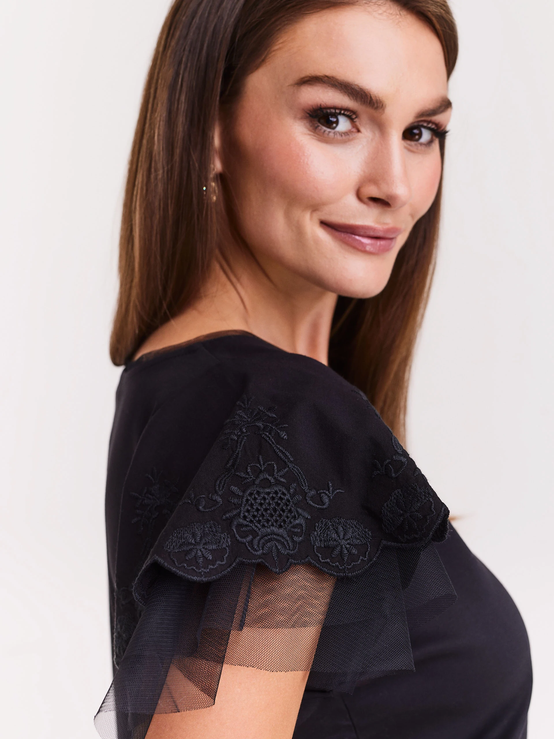 Black blouse with lace sleeves