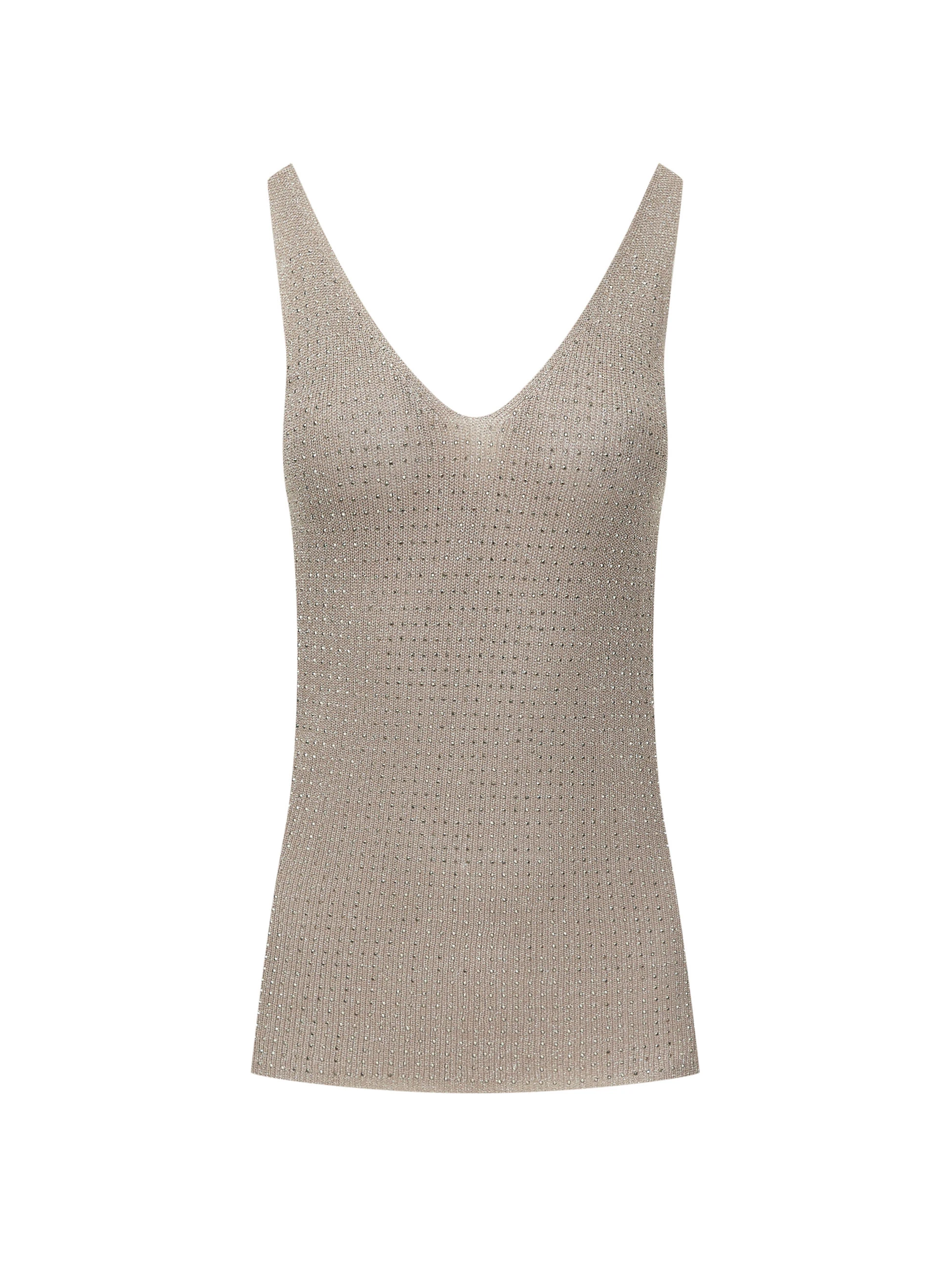 Beige knit top with shimmering effect