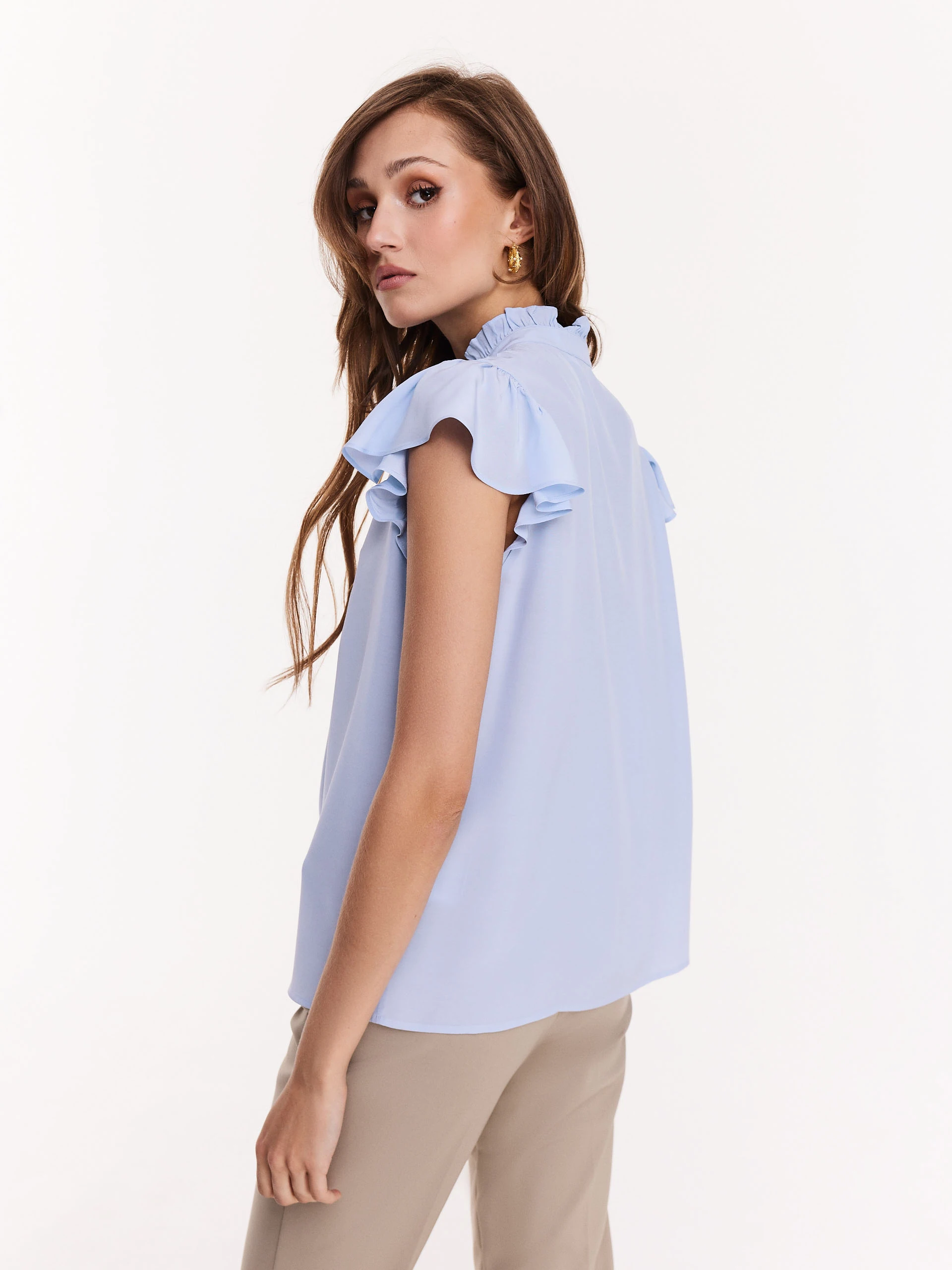 Romantic blue viscose blouse