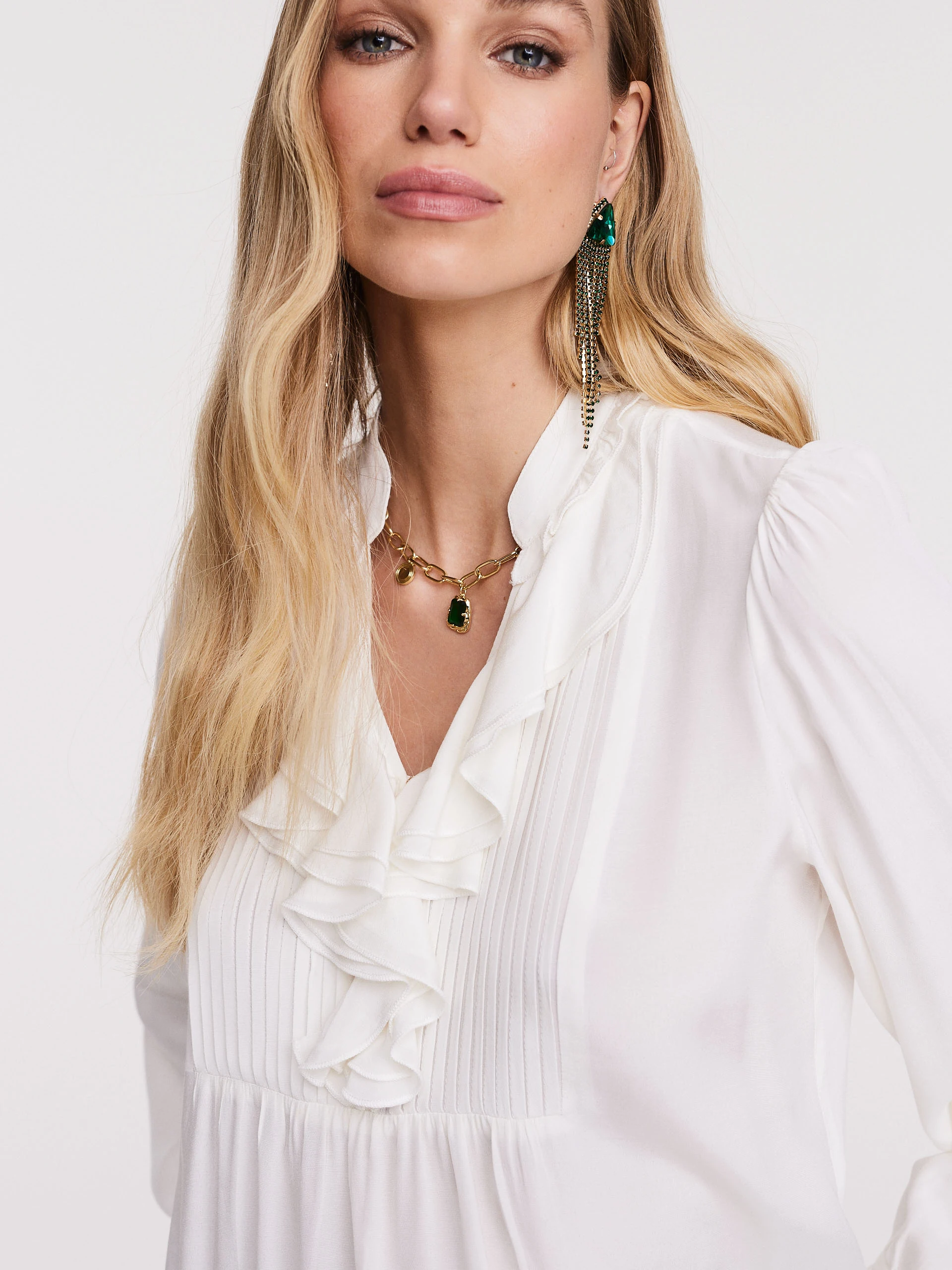 White blouse with jabot