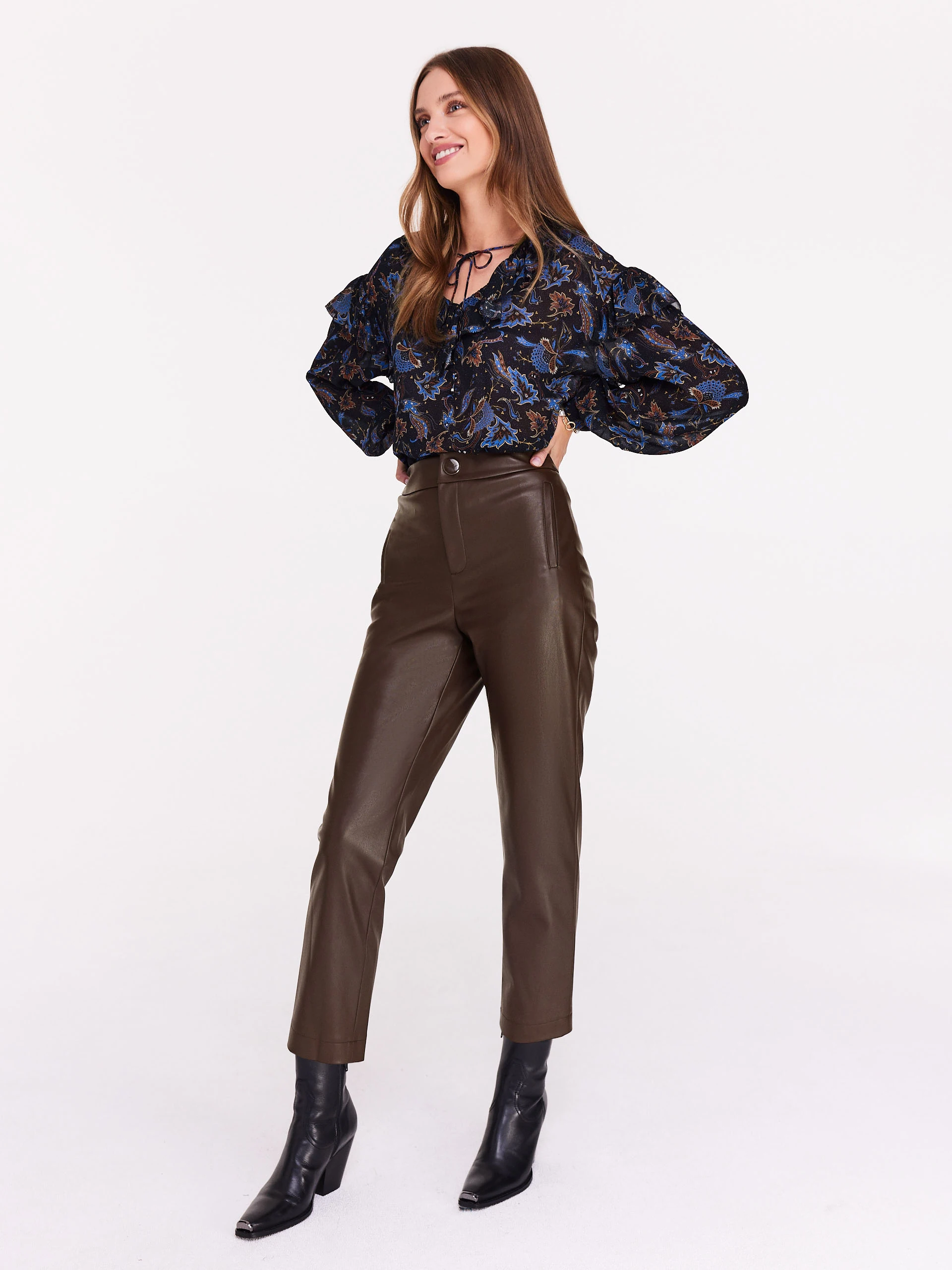 Black blouse with oriental pattern
