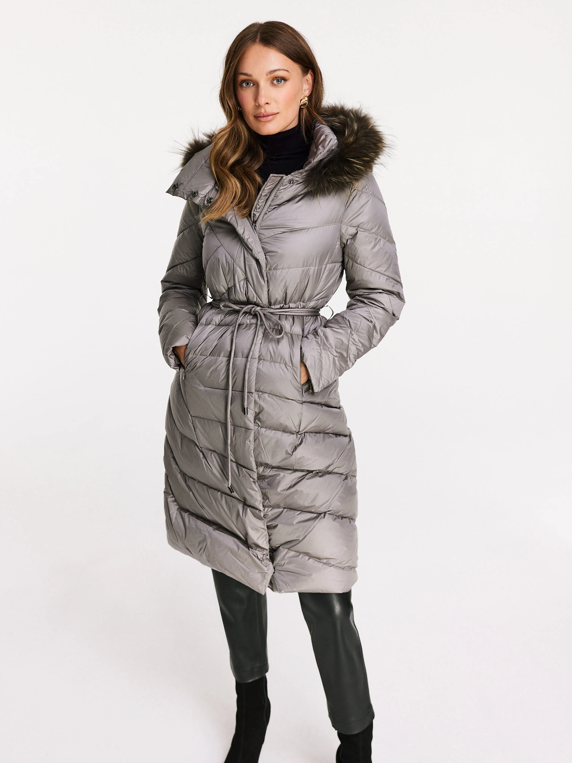 Silver hooded coat