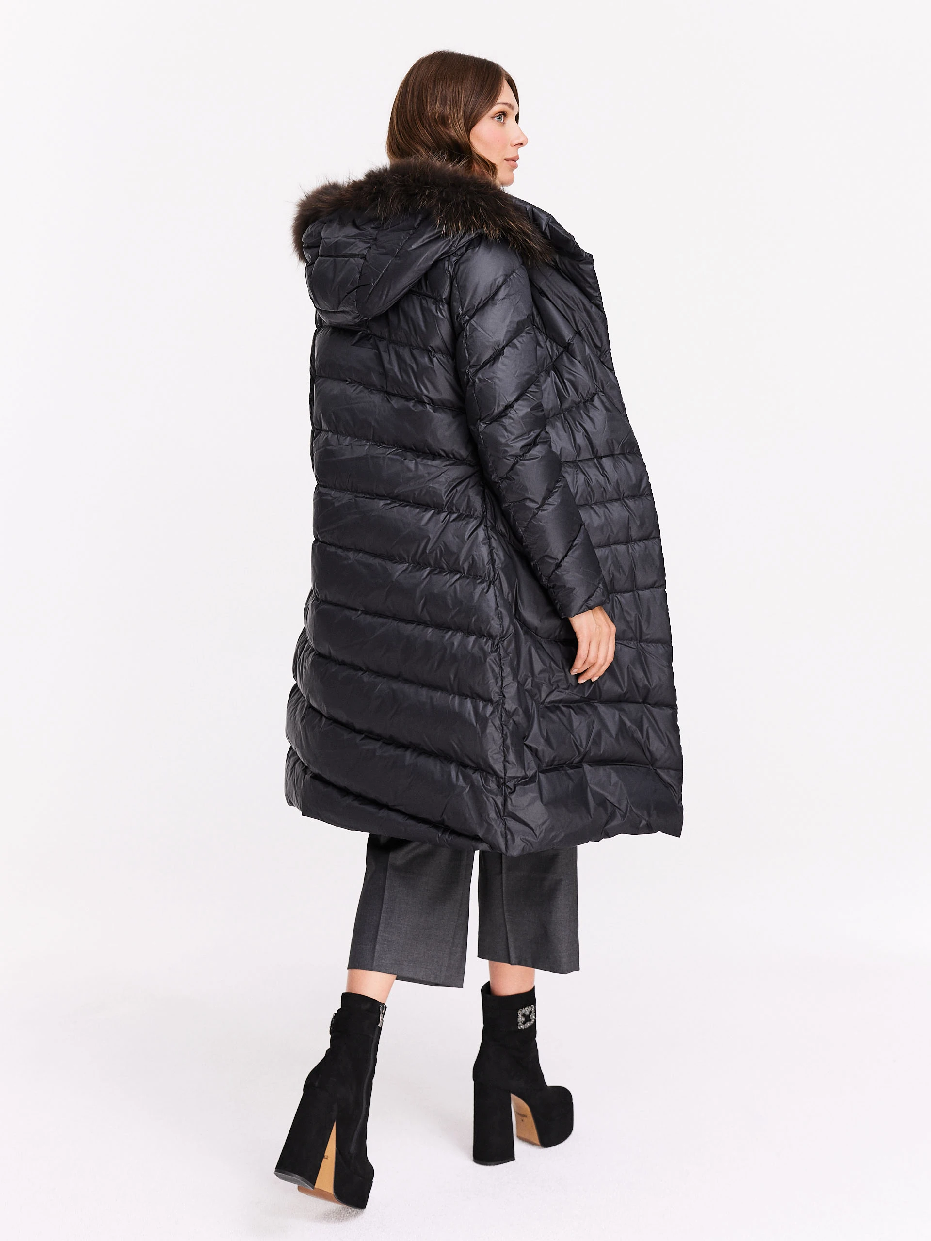 Graphite hooded coat