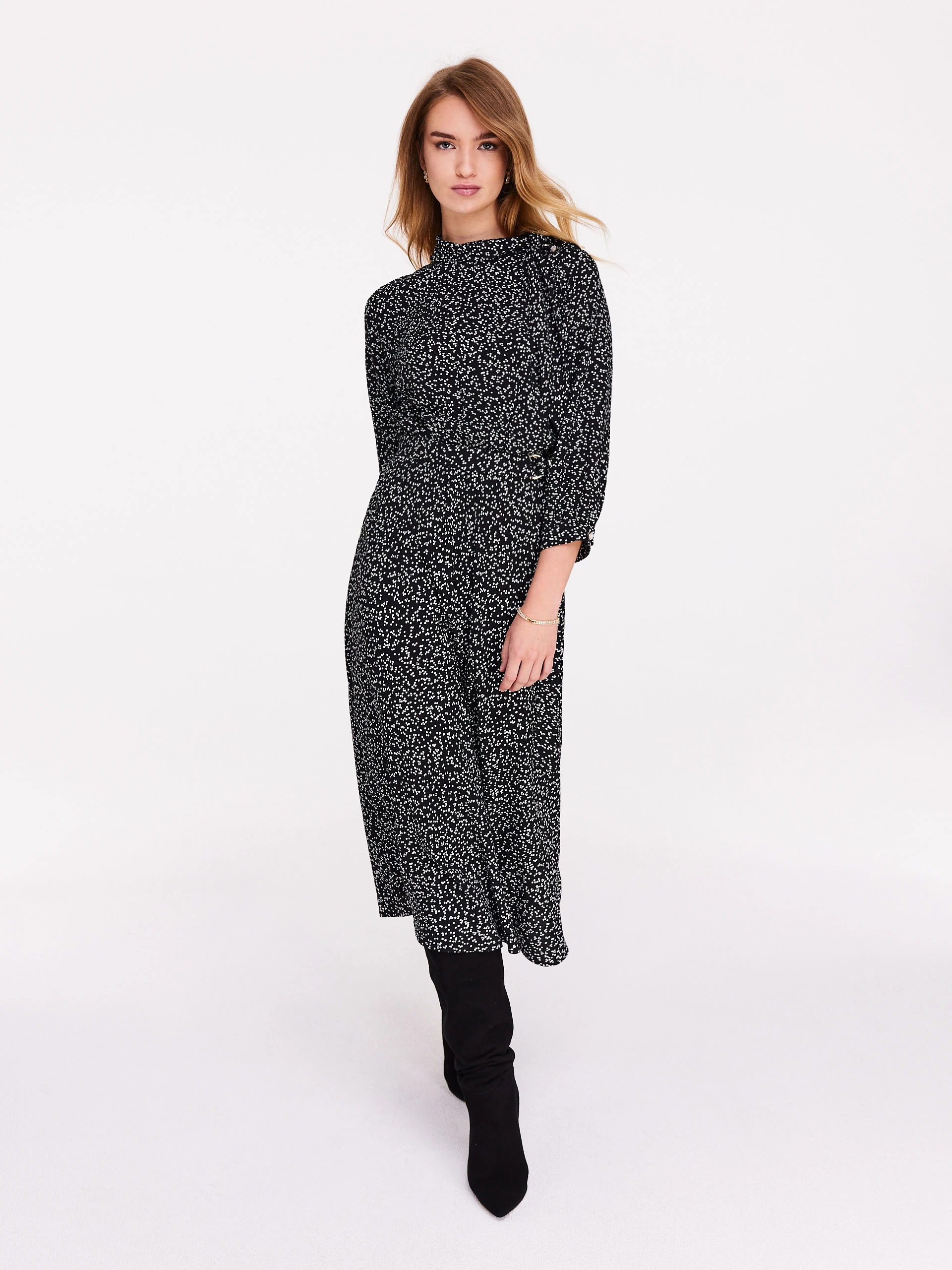 Patterned viscose midi dress