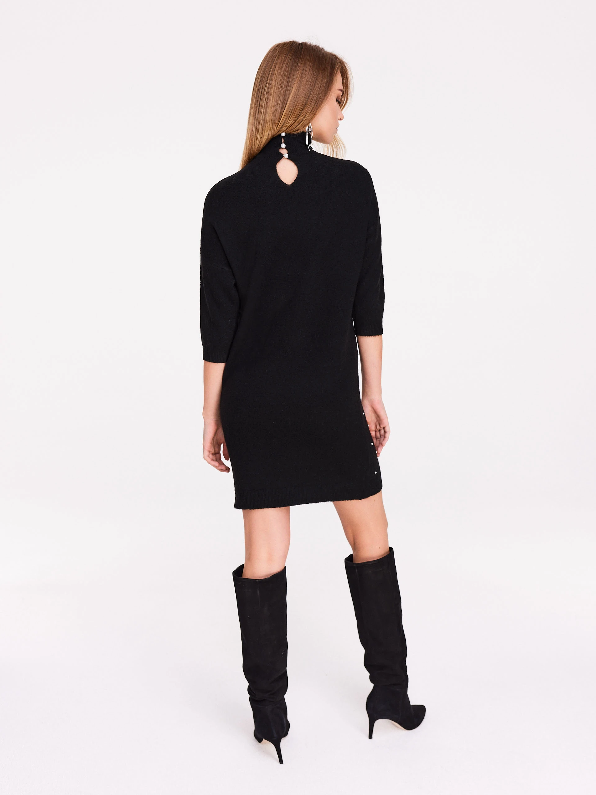 Knitted dress with added wool