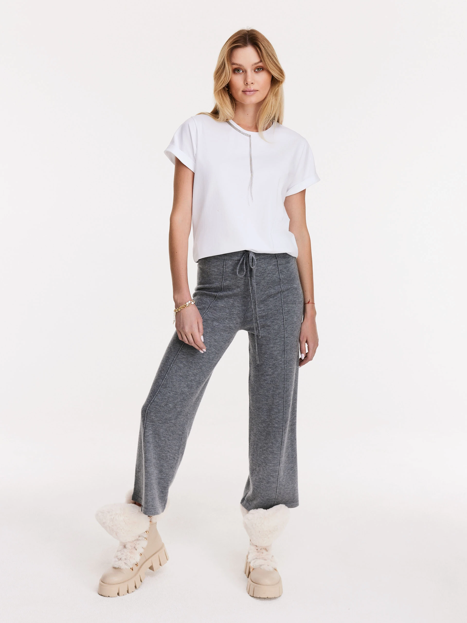 Merino wool blend culotte pants