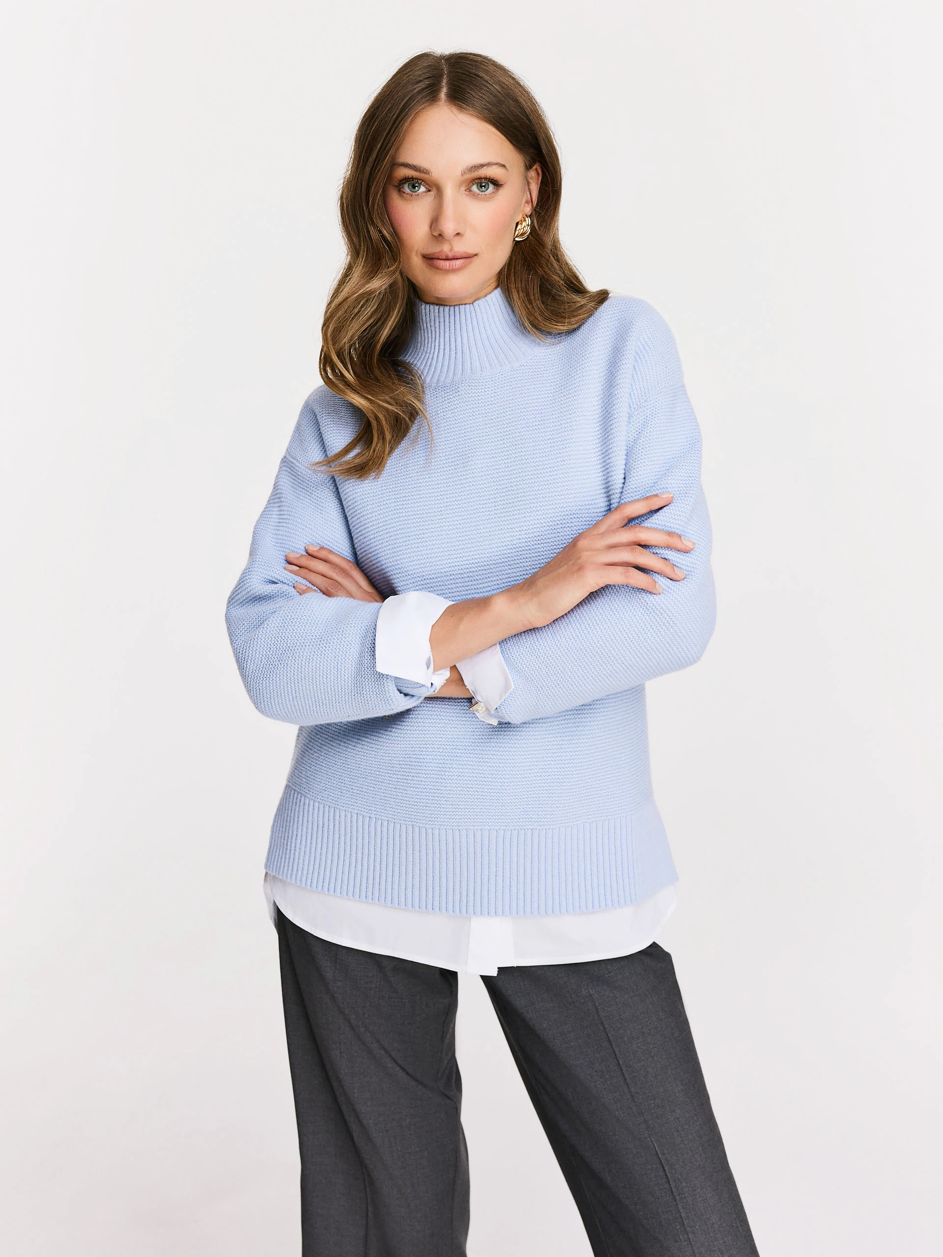 Blue turtleneck sweater