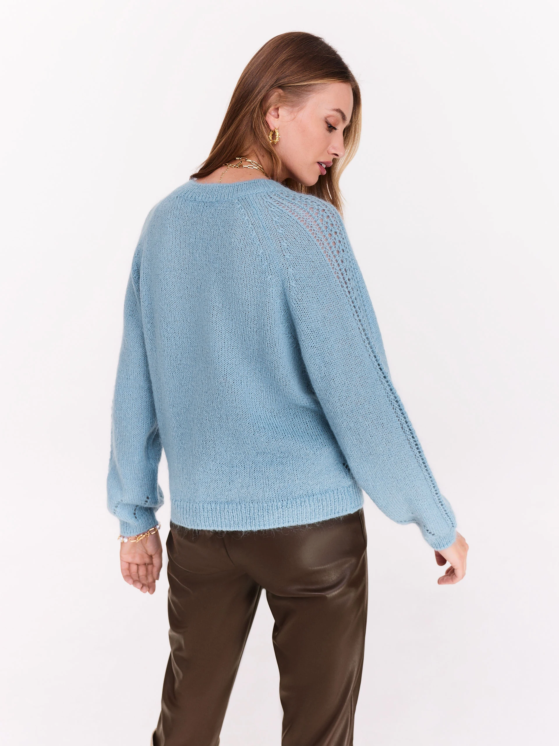 Blue sweater with addition of mohair