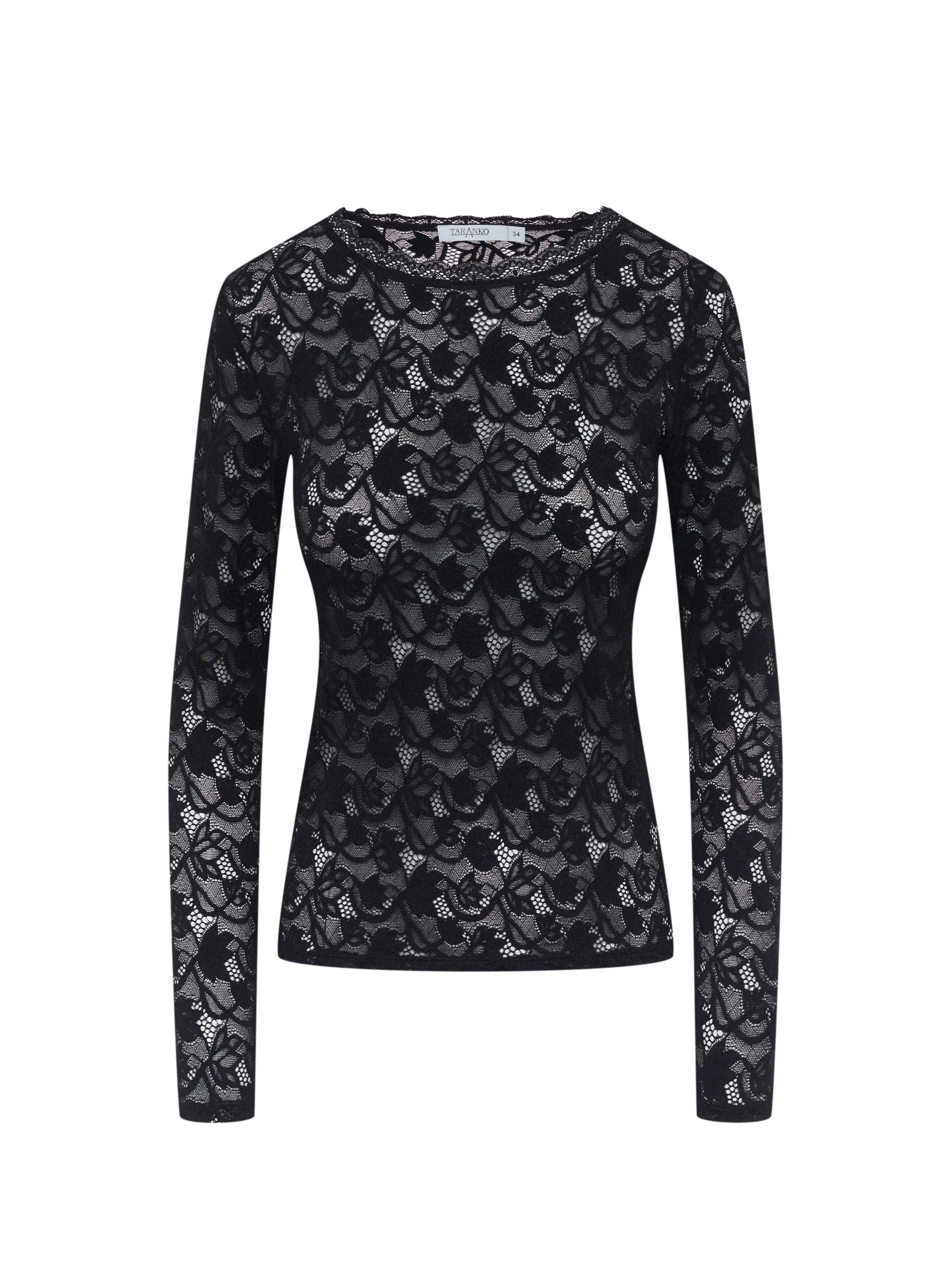 Fitted black lace blouse