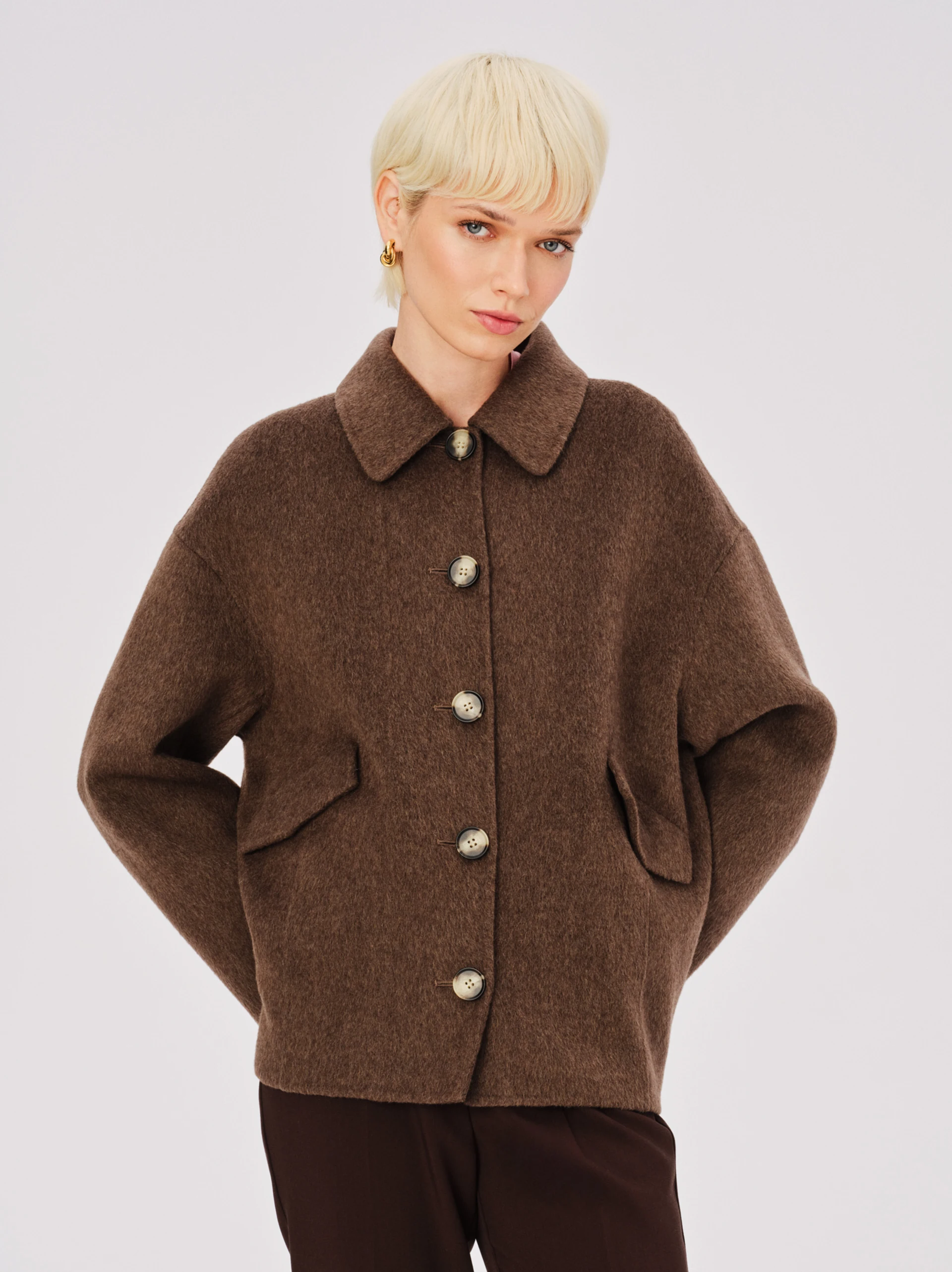 Double-sided oversized chocolate jacket
