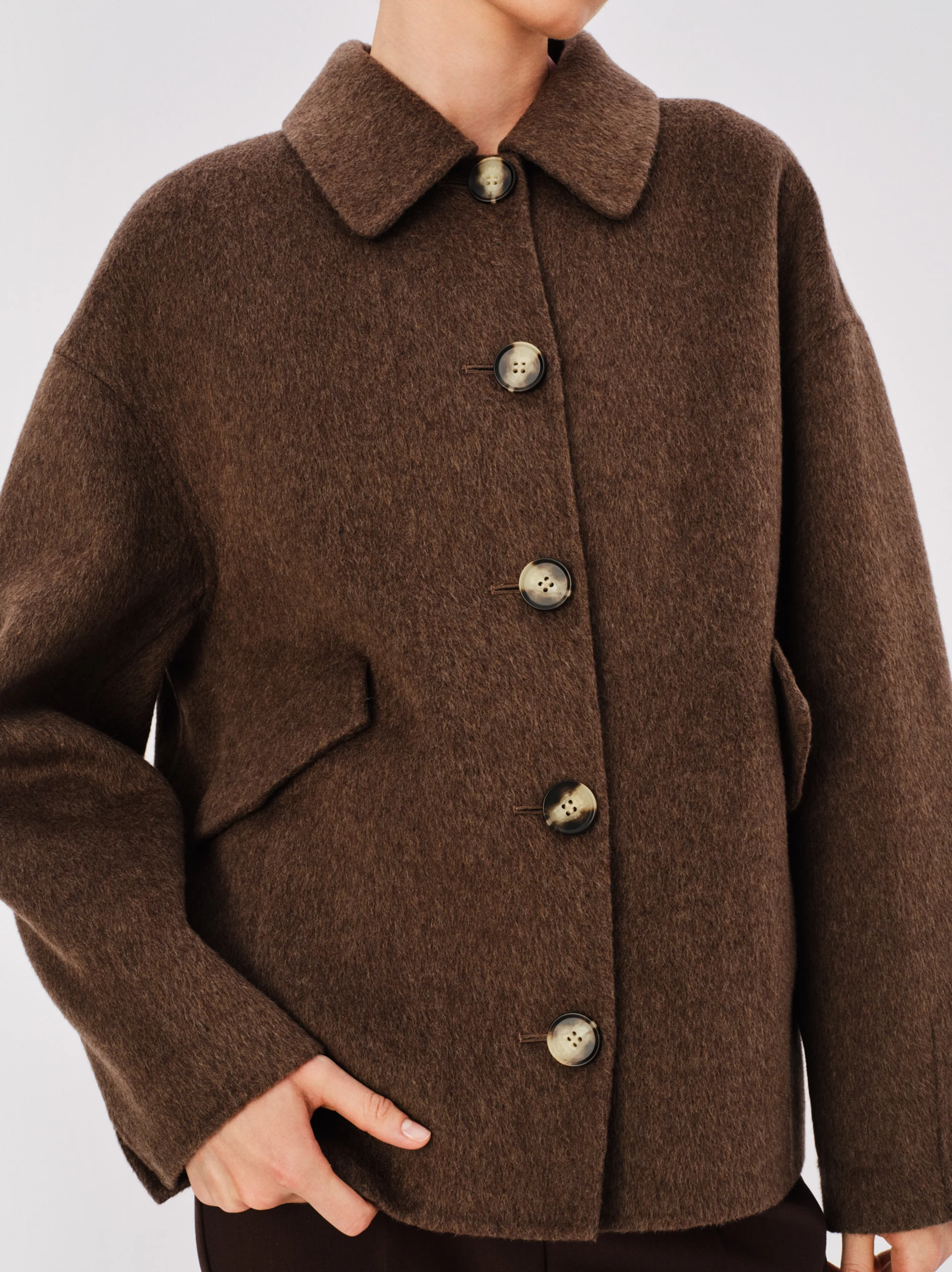 Double-sided oversized chocolate jacket