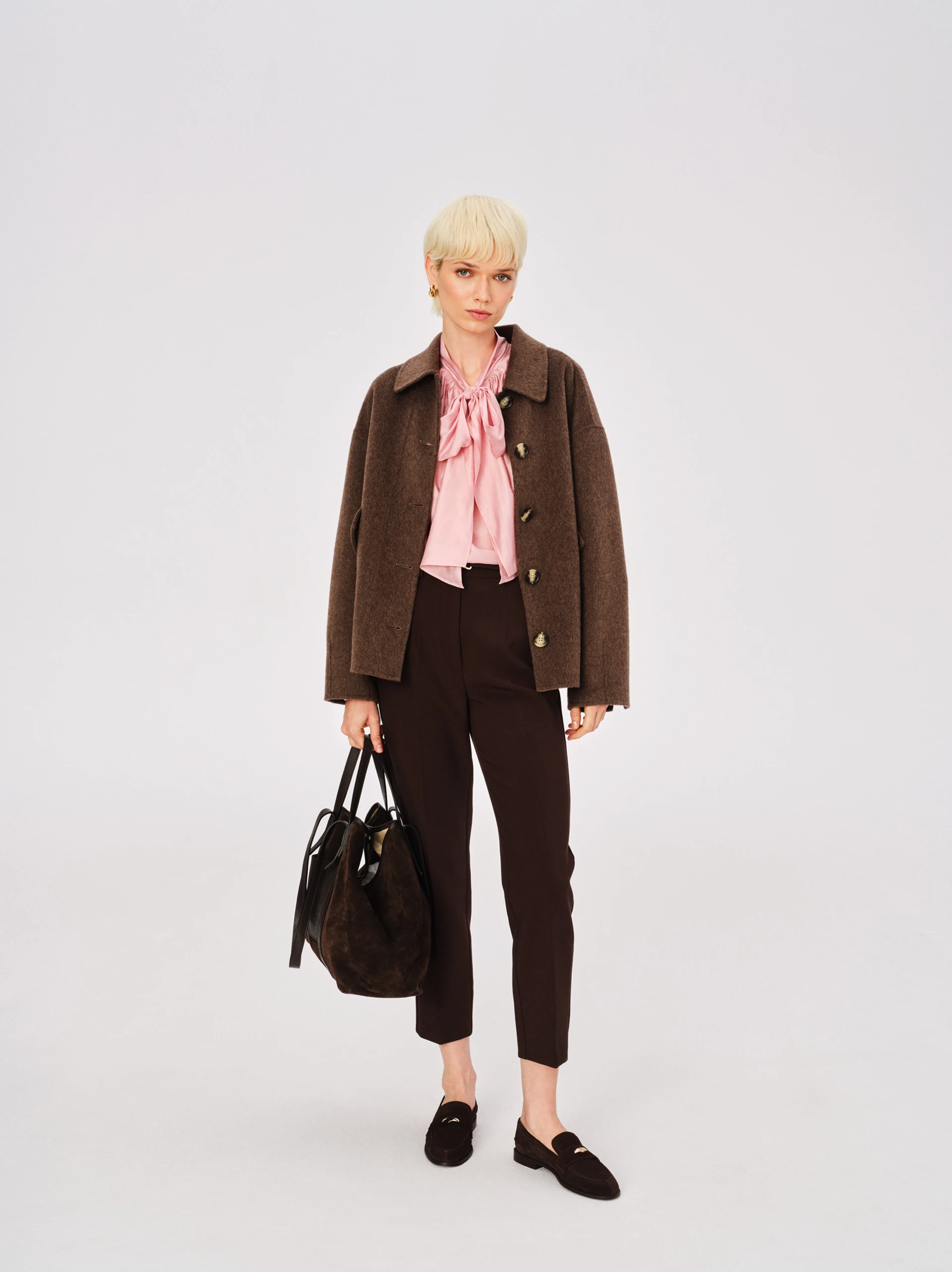 Double-sided oversized chocolate jacket