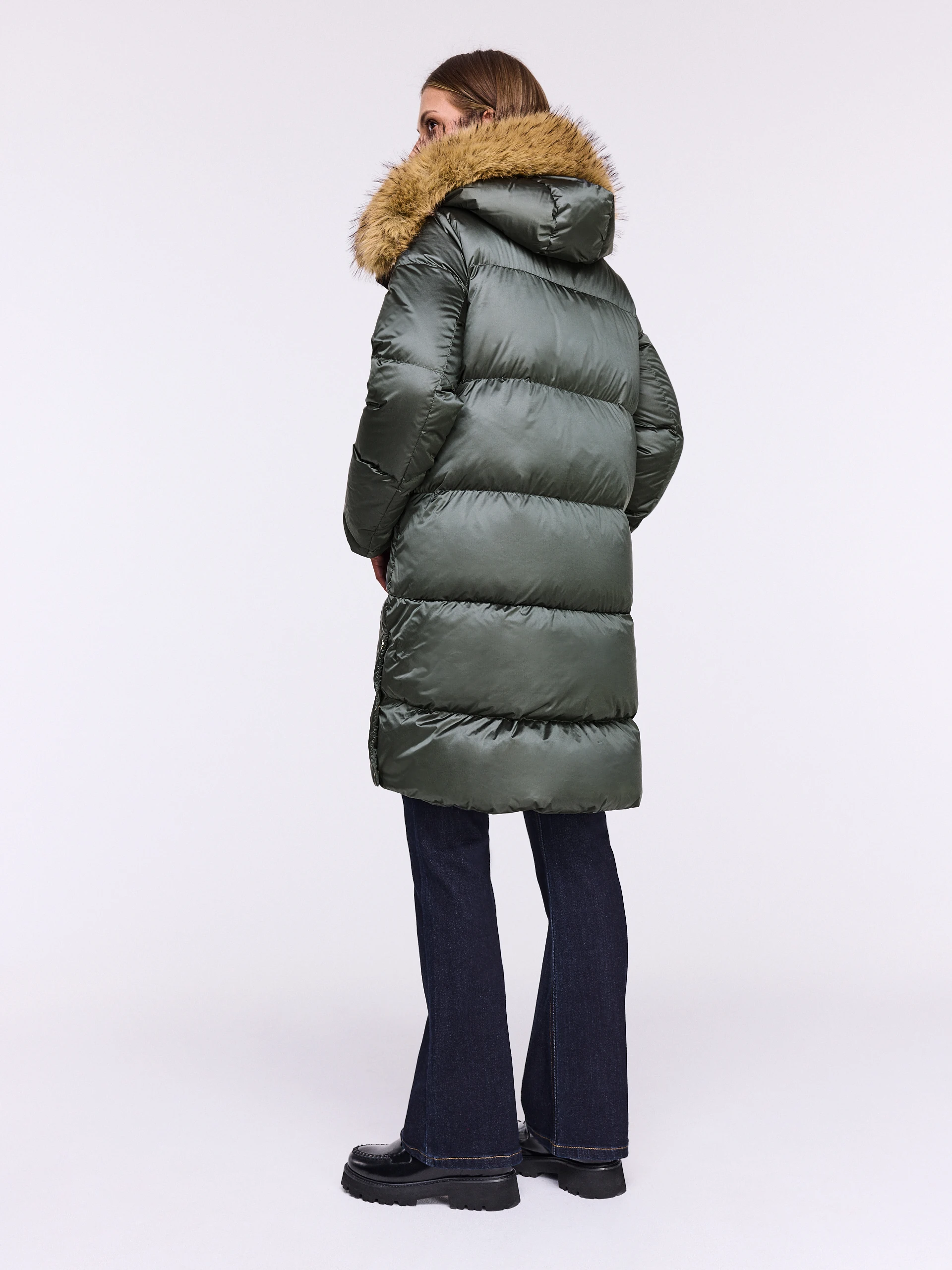 Graphite long jacket with duck down