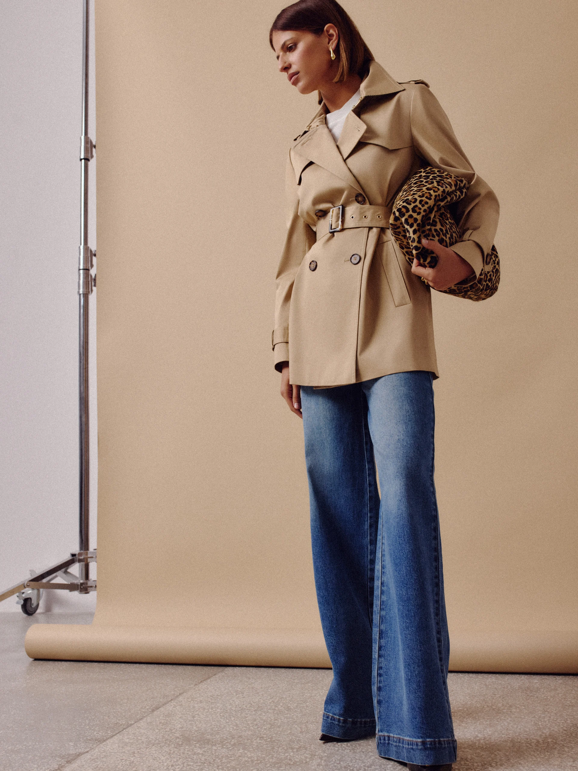 Short beige trench coat