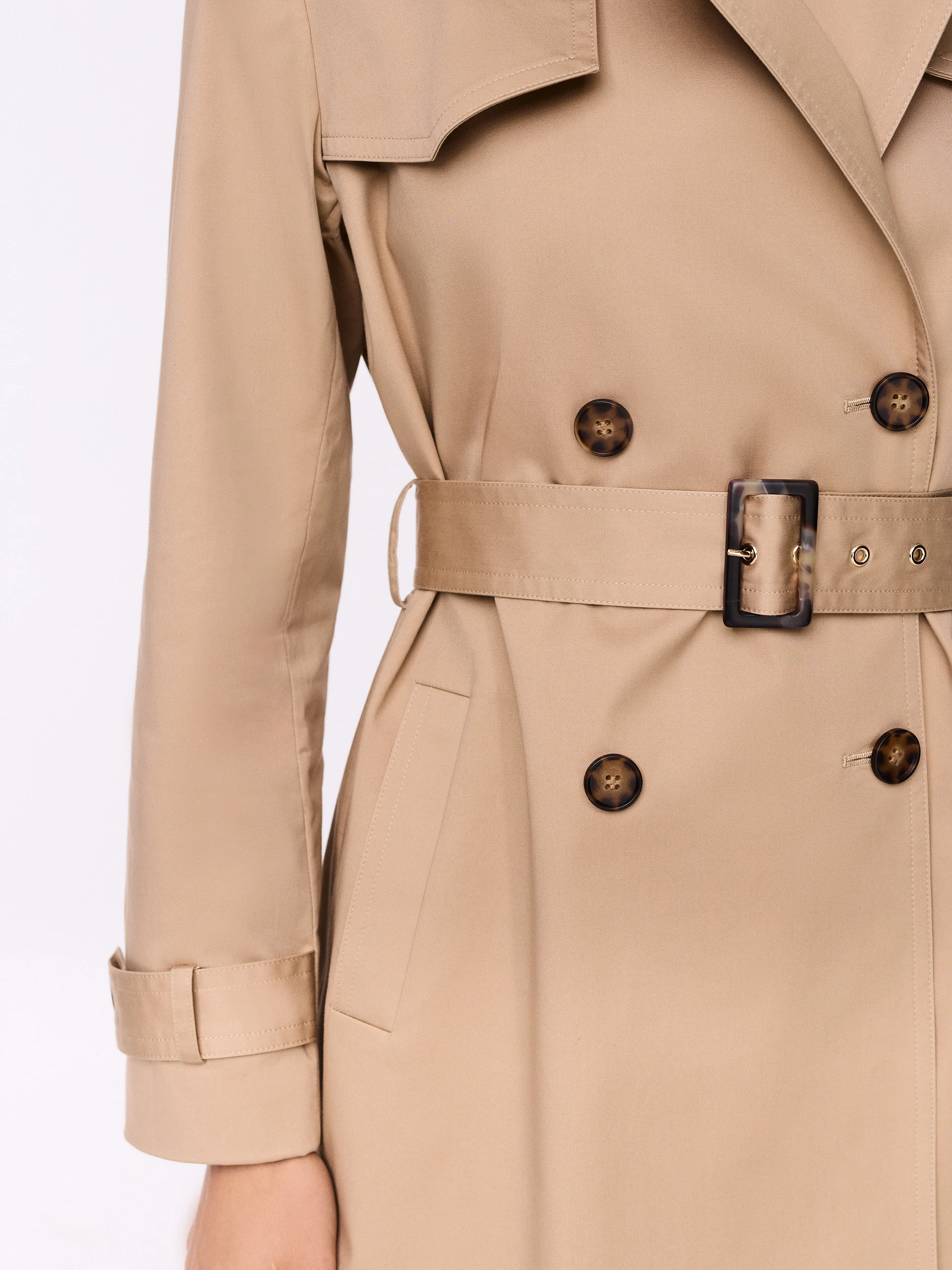 Short beige trench coat